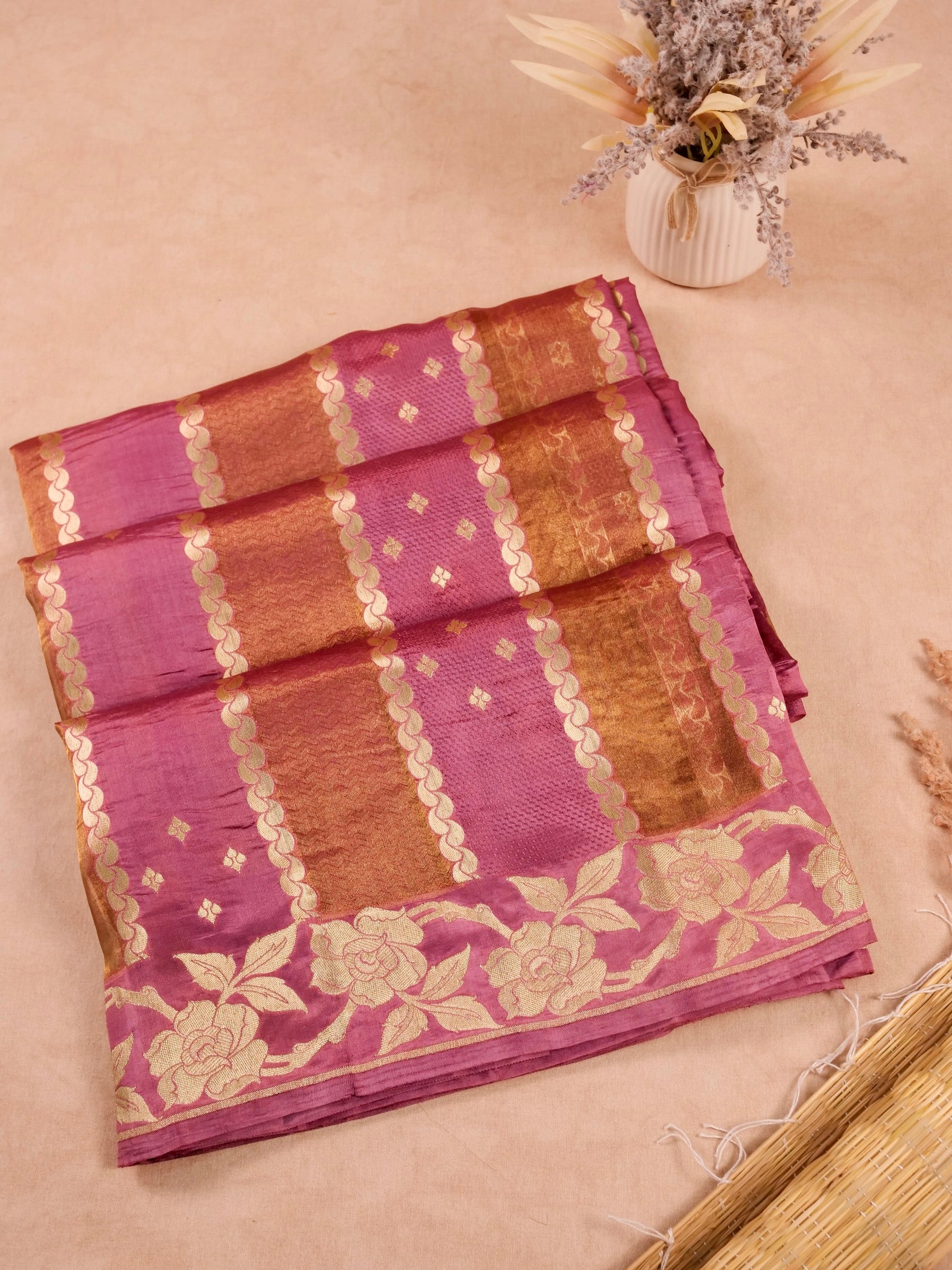 Handwoven Rangkat Banarasi Raw Mango Silk Saree