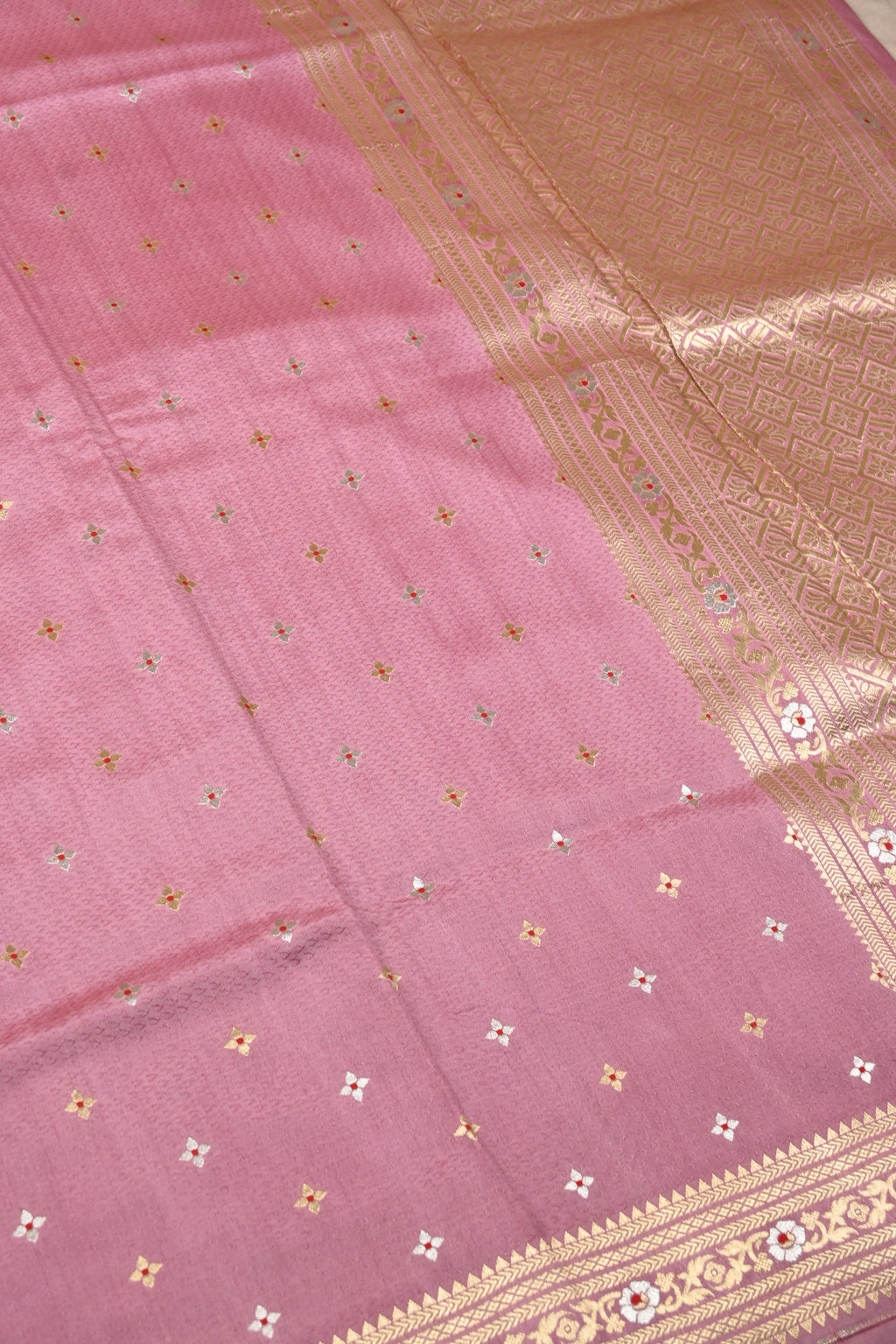 Dusty Peach Pure Banarasi Katan Silk Saree