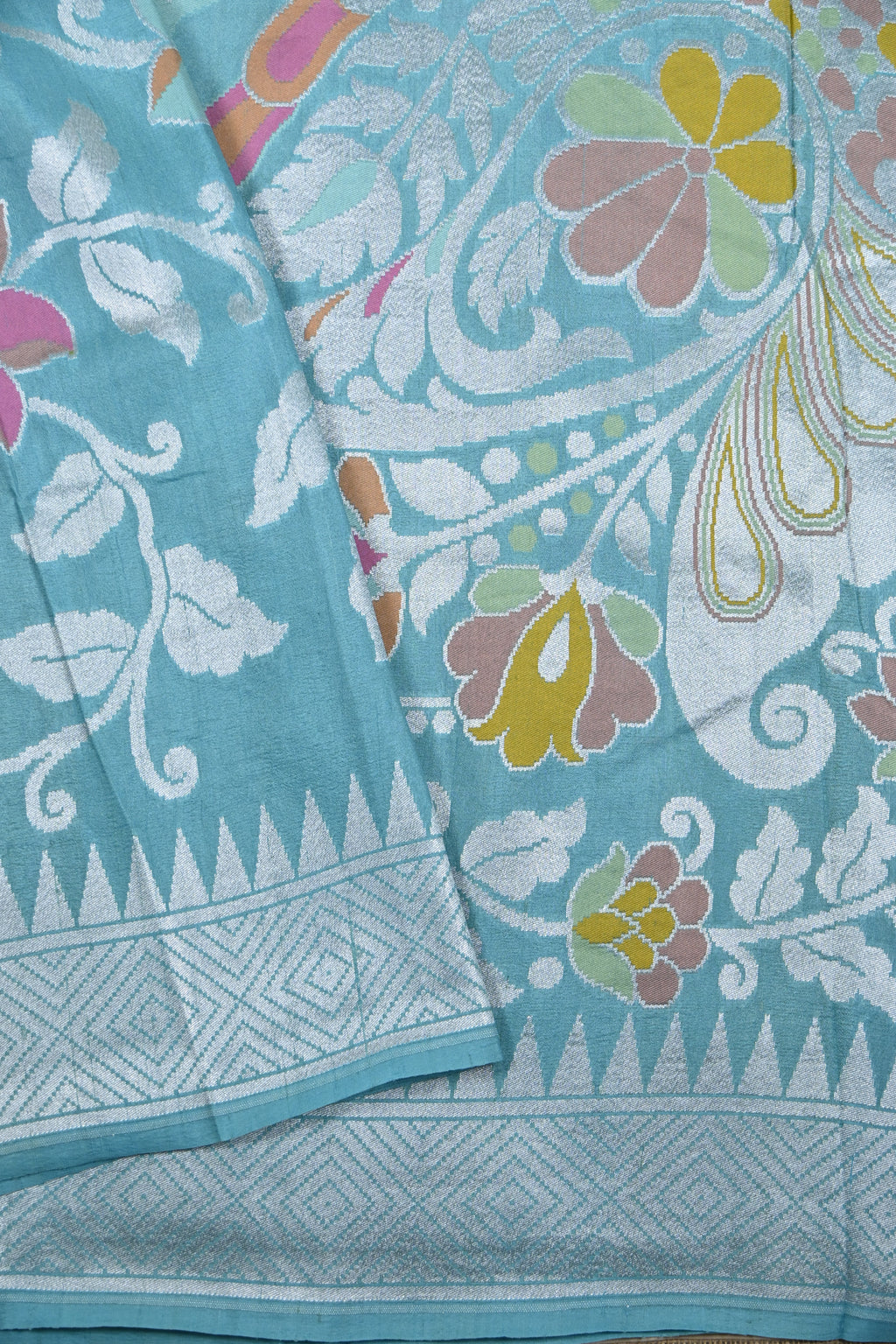 Softy Blue Pure Banarasi Tussar Georgette Saree