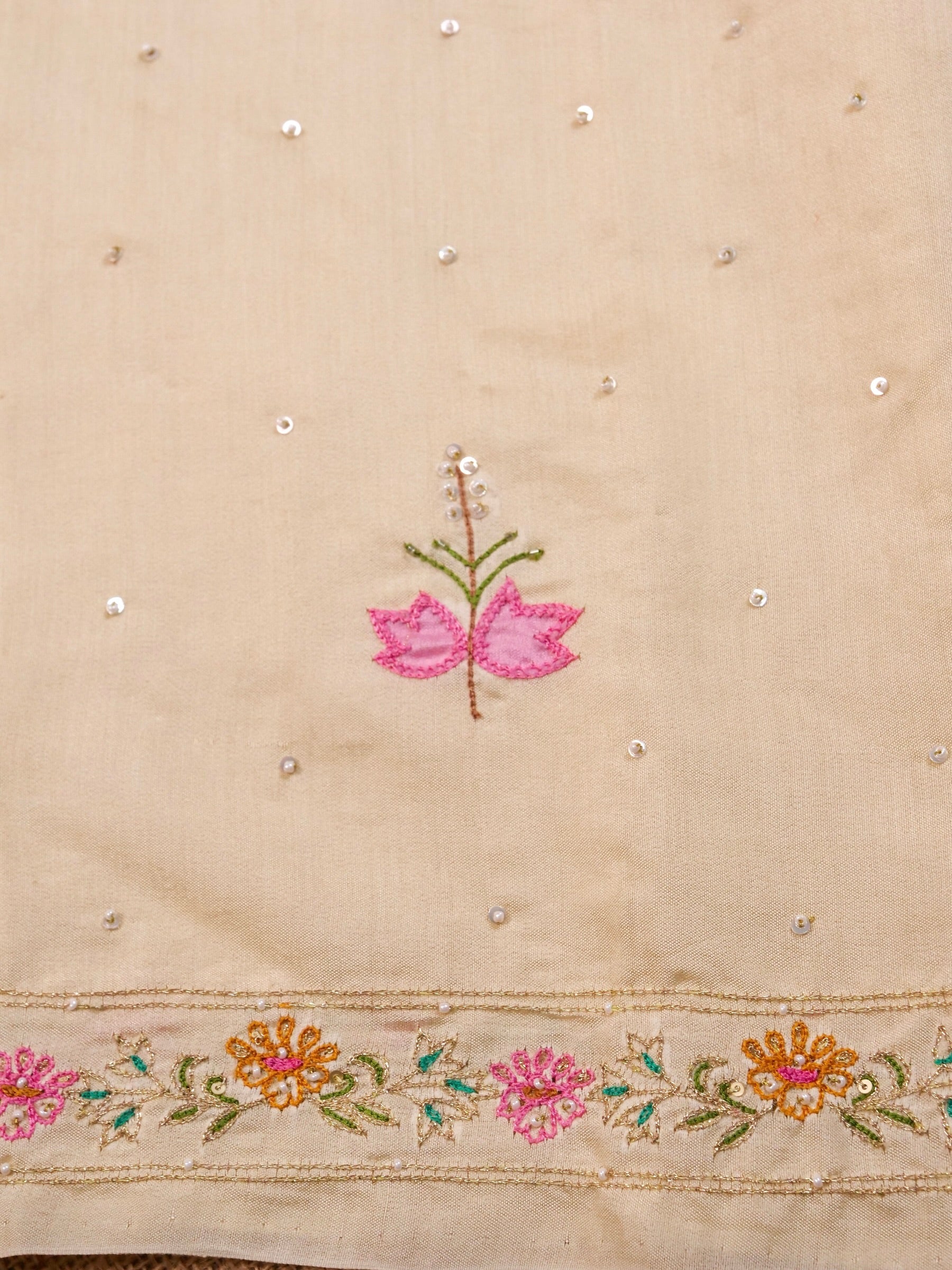 Handwoven Cream Banarasi Organza Silk Saree
