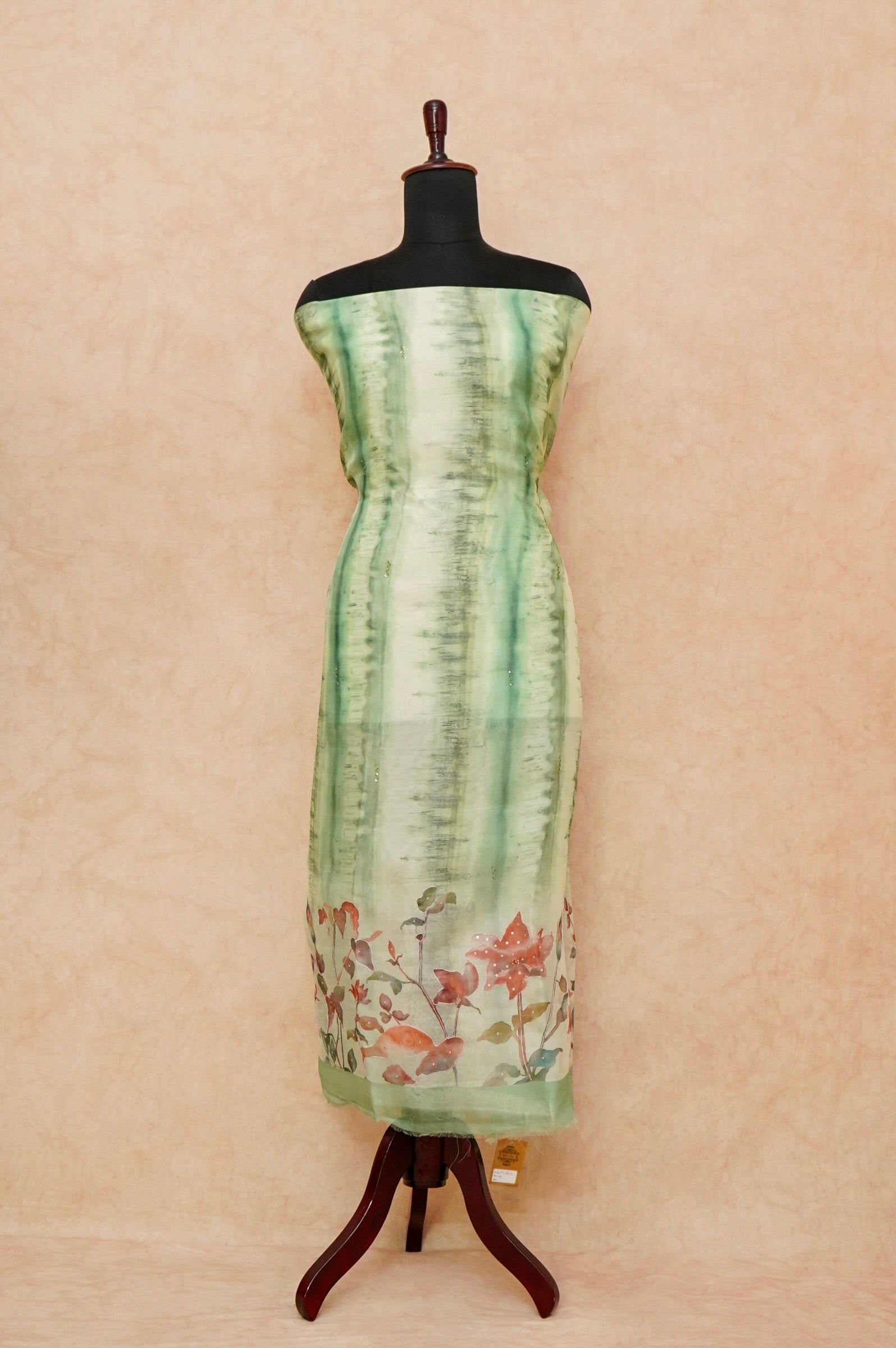 Handwoven Pastel Green Banarasi Organza Silk Suit