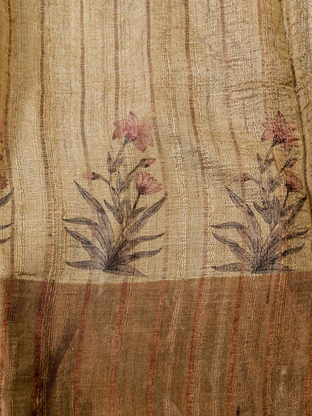 Handwoven Light Brown Banarasi Tussar Silk Saree