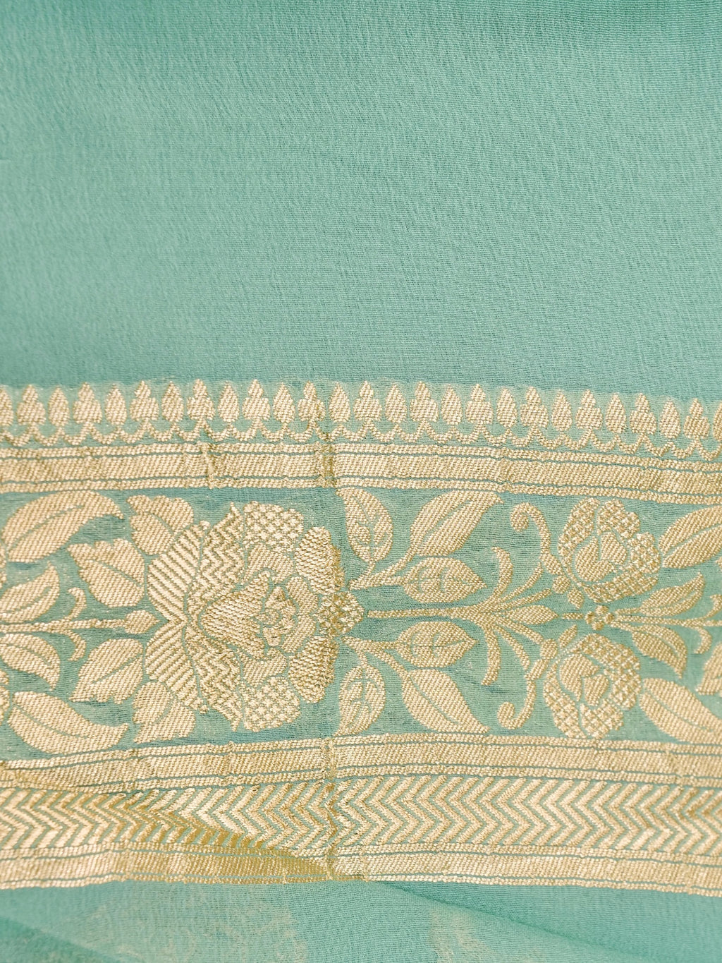 Handwoven Sea Green Banarasi Khaddi Silk Saree