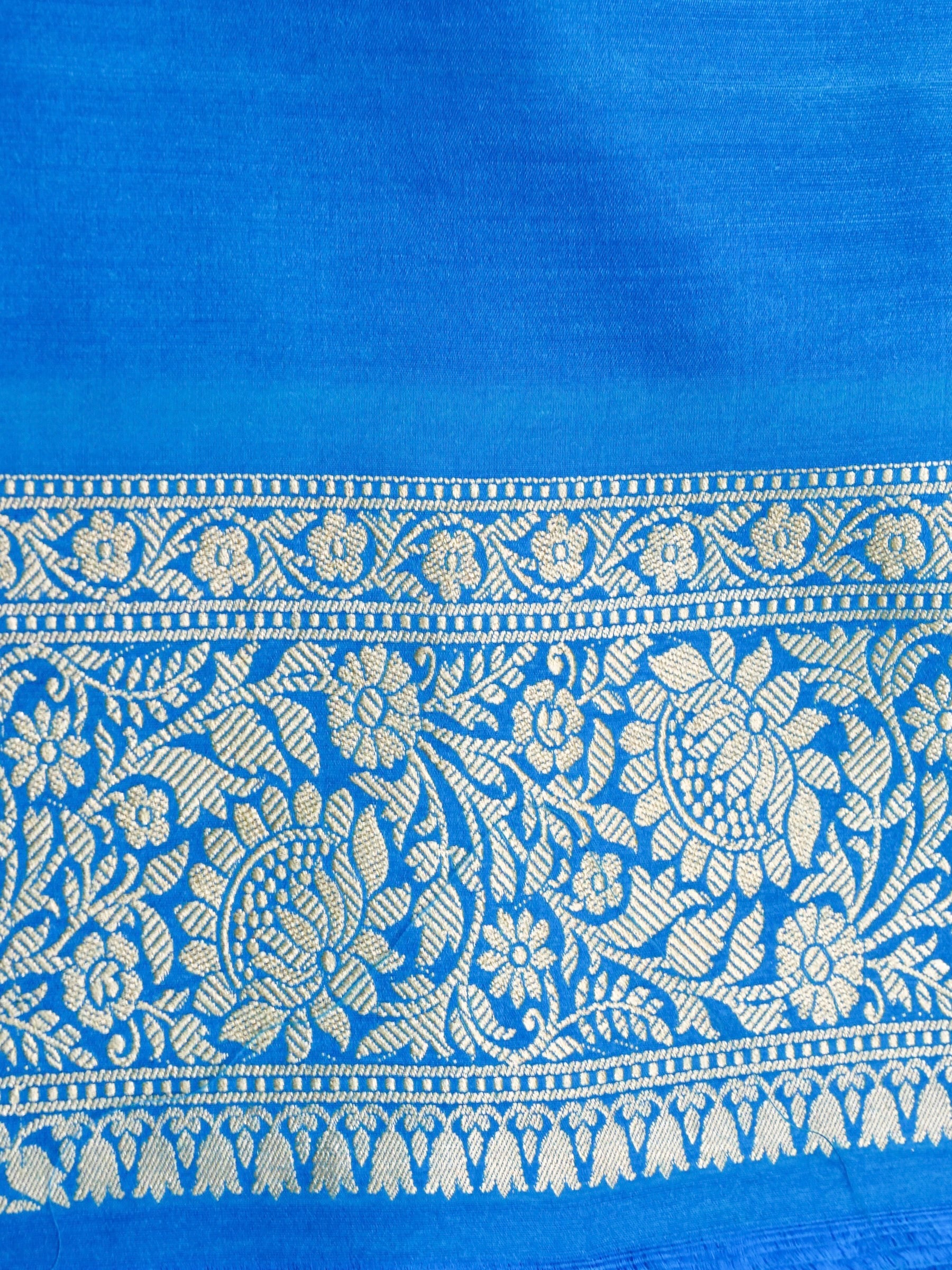 Handwoven Blue Banarasi Monga Silk Saree