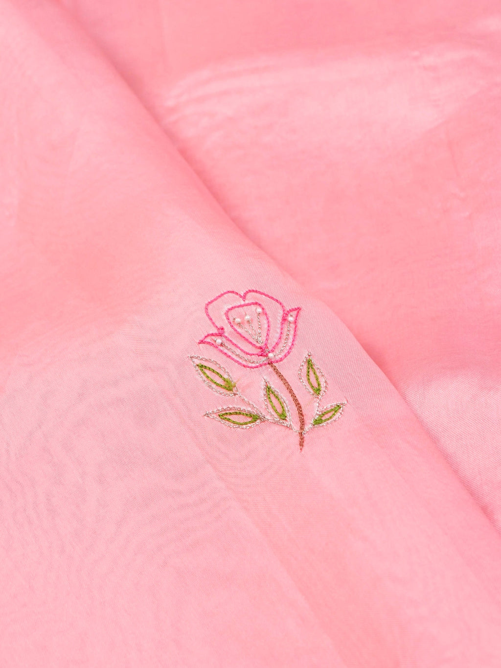 Handwoven Baby Pink Banarasi Organza Silk Saree