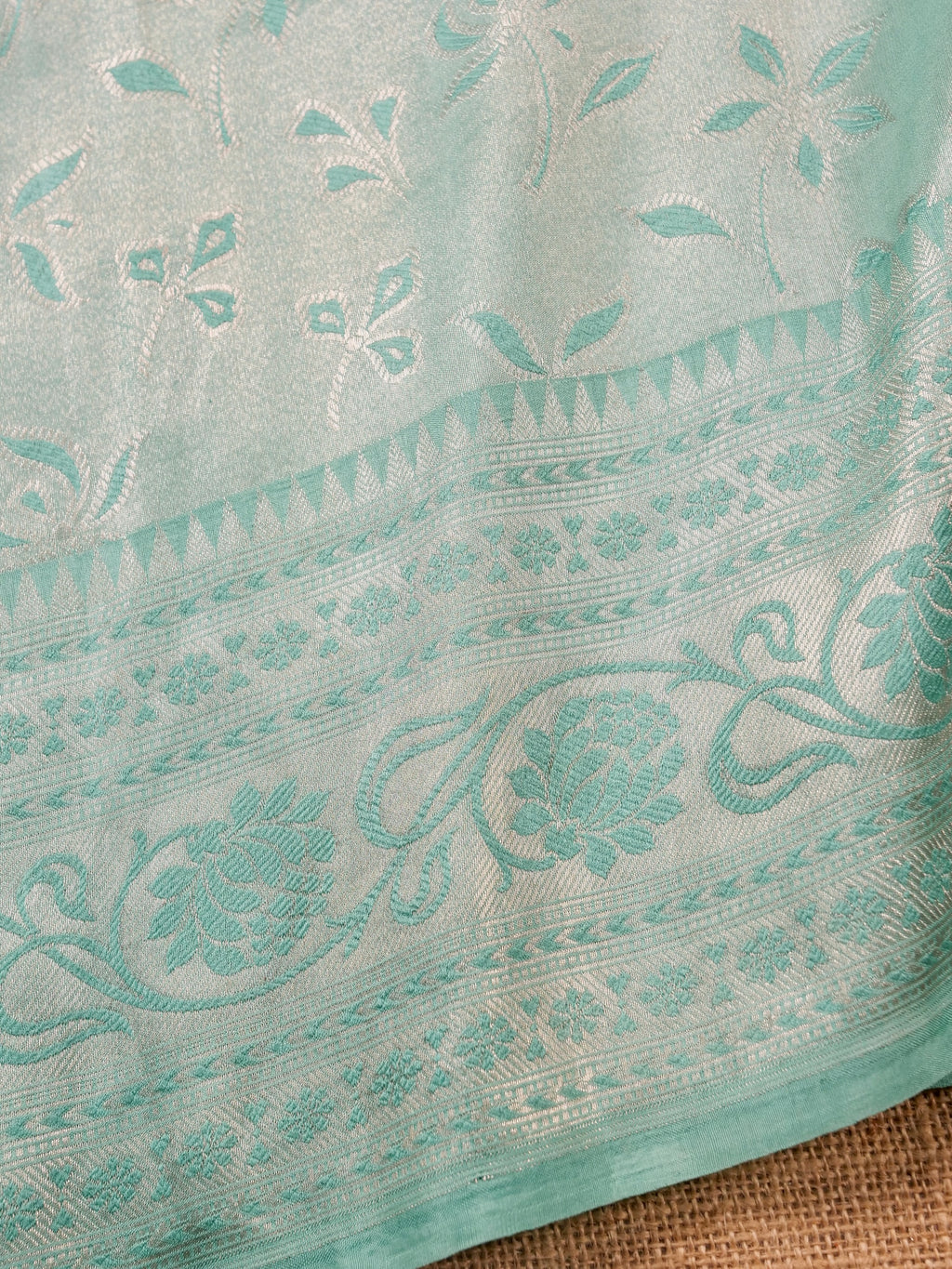 Handwoven Pastel Blue Banarasi Katan Soft Tissue Silk Saree