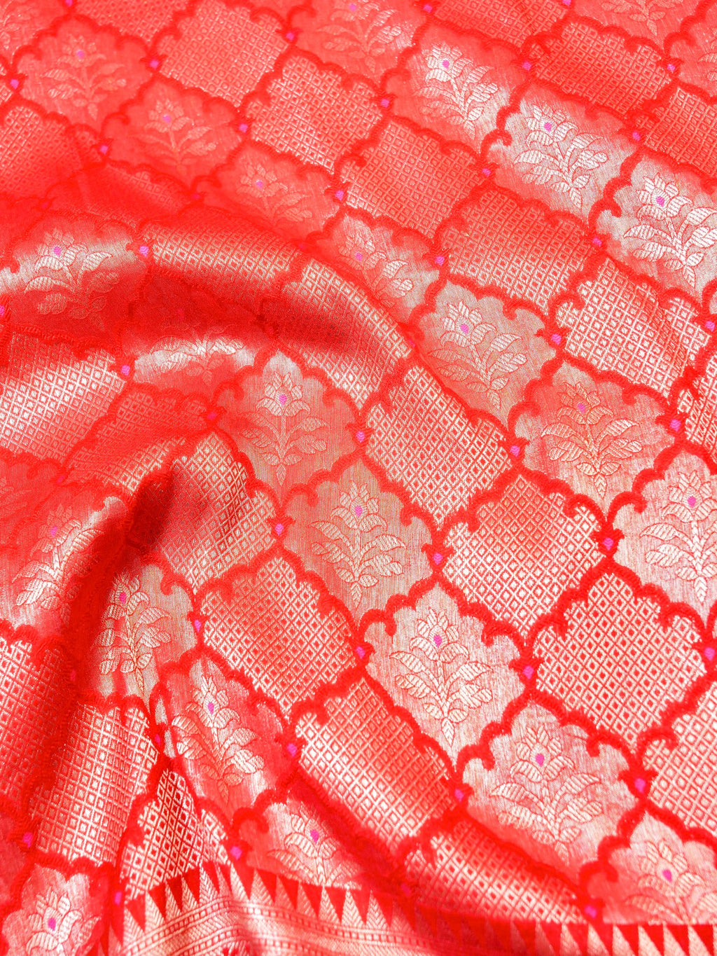 Handwoven Red Banarasi Katan Silk Saree