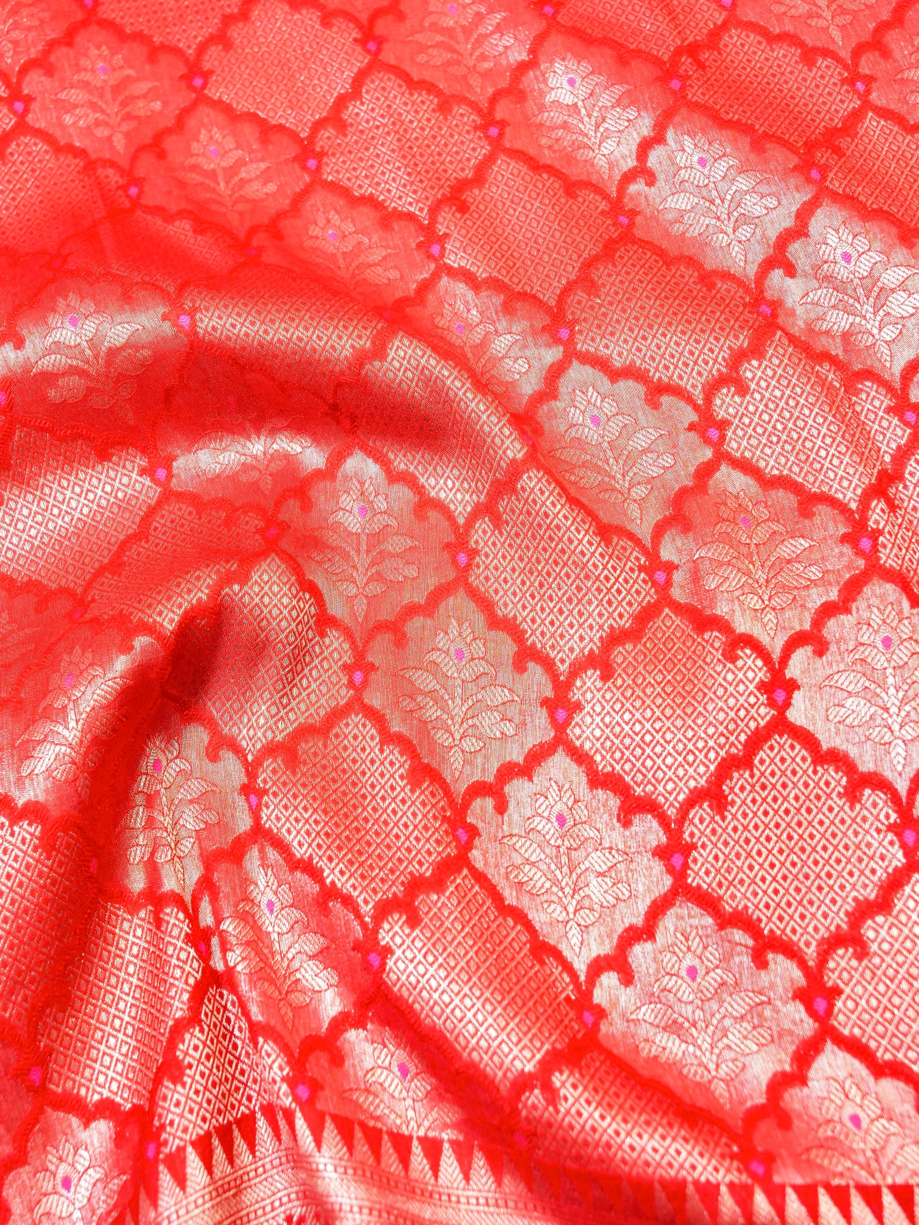 Handwoven Red Banarasi Katan Silk Saree