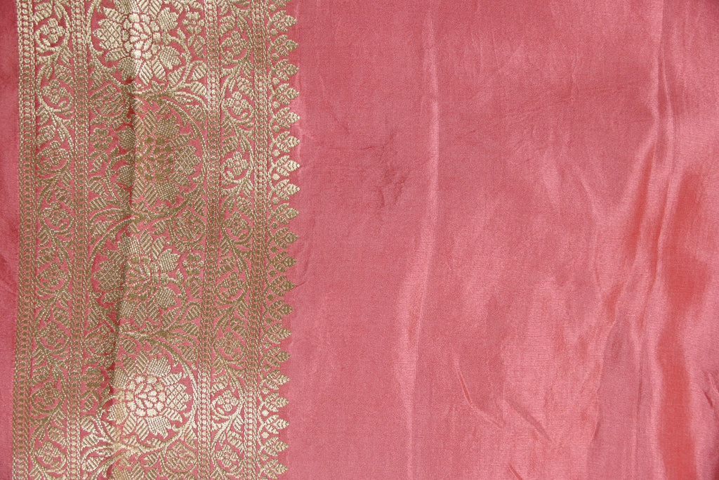 Pink Pure Banarasi Satin Mashru Silk Saree