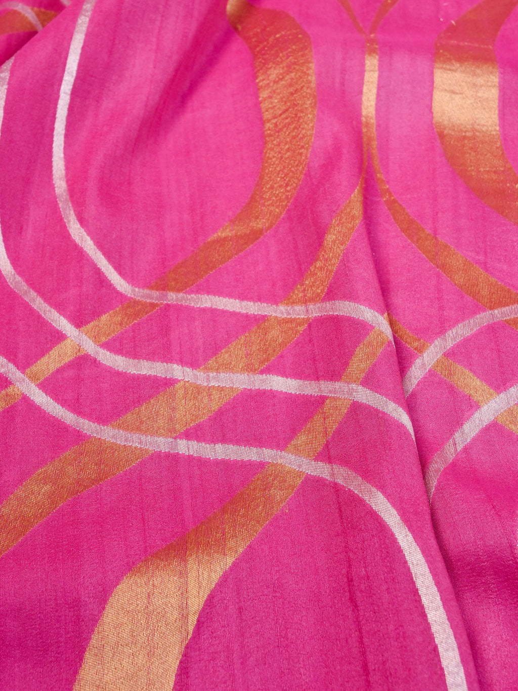 Handwoven Pink Banarasi Tussar Silk Saree
