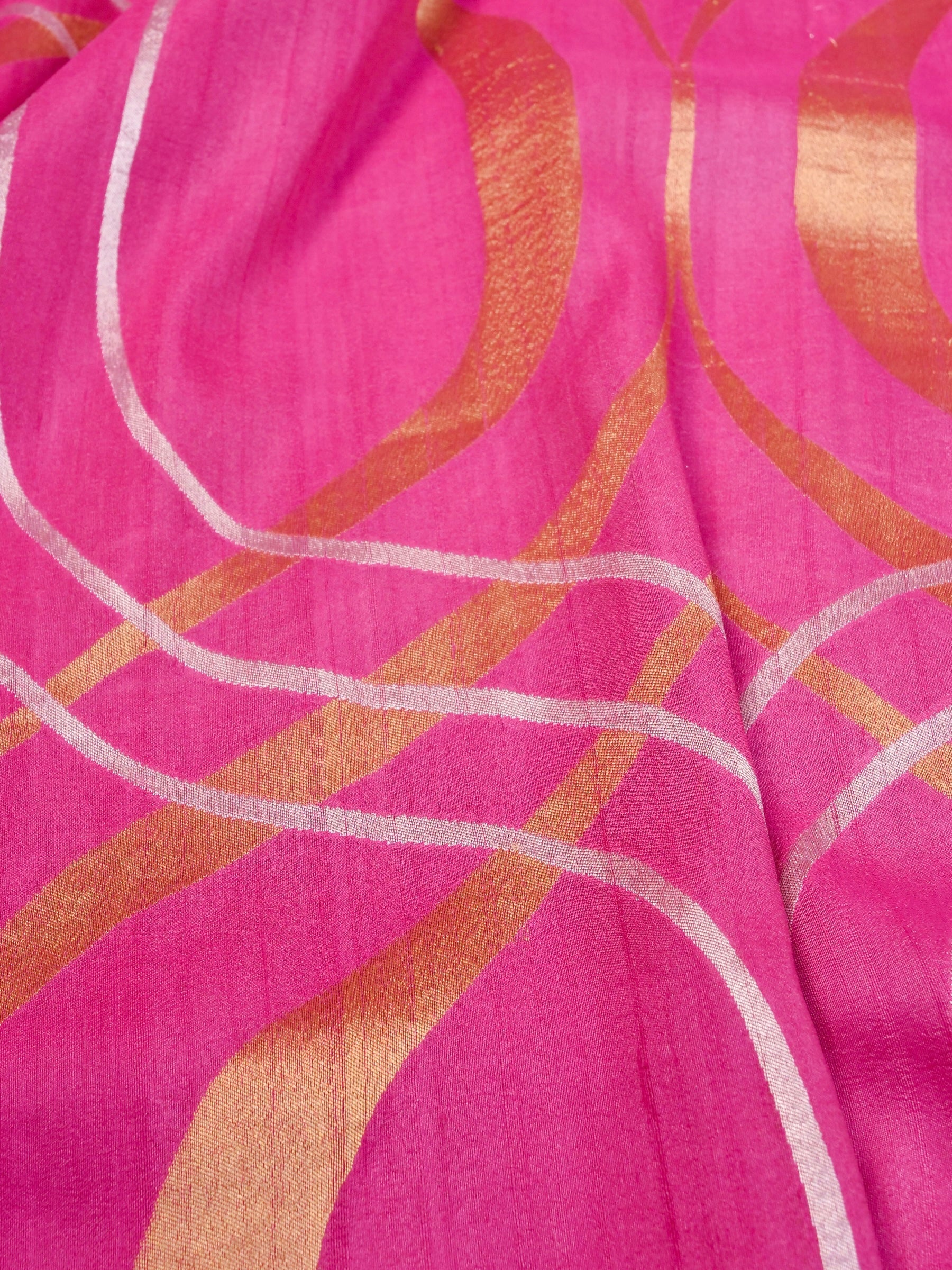 Handwoven Pink Banarasi Tussar Silk Saree