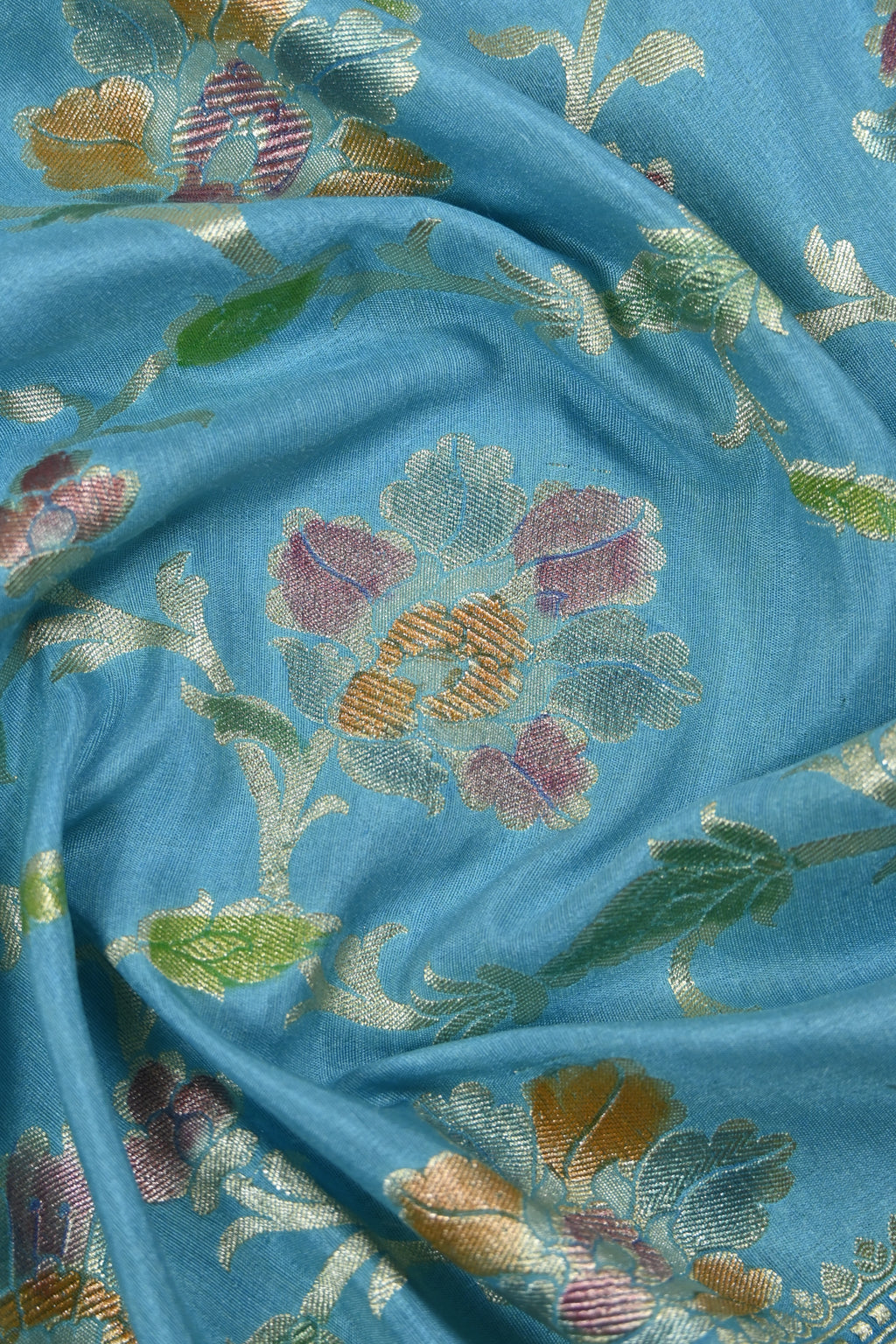 Blue Pure Moonga Silk Banarasi Saree