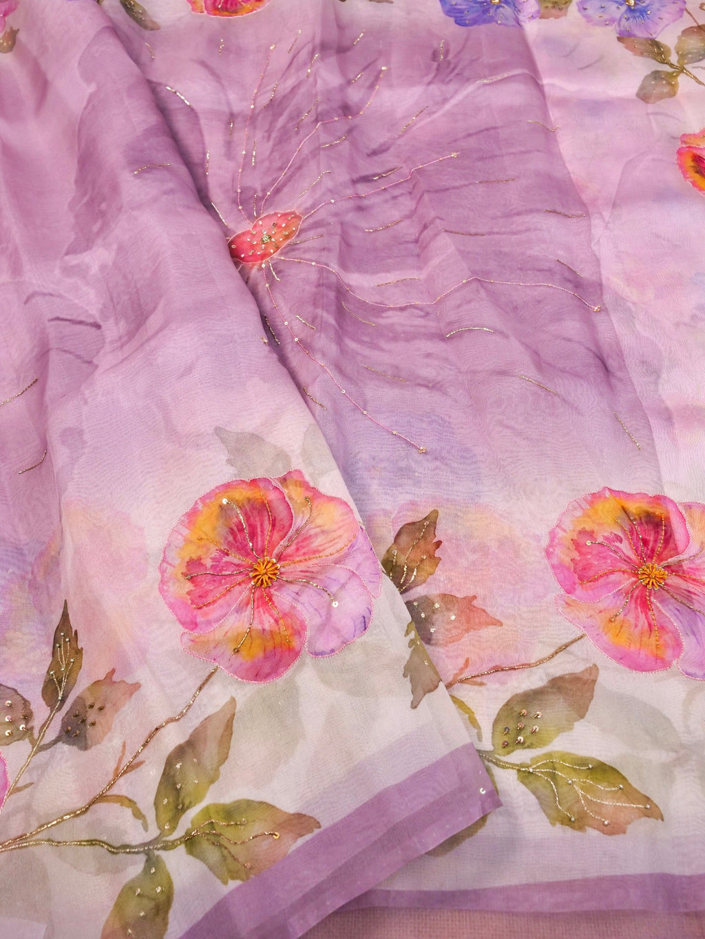 Handwoven Onion Pink Banarasi Organza Silk Saree