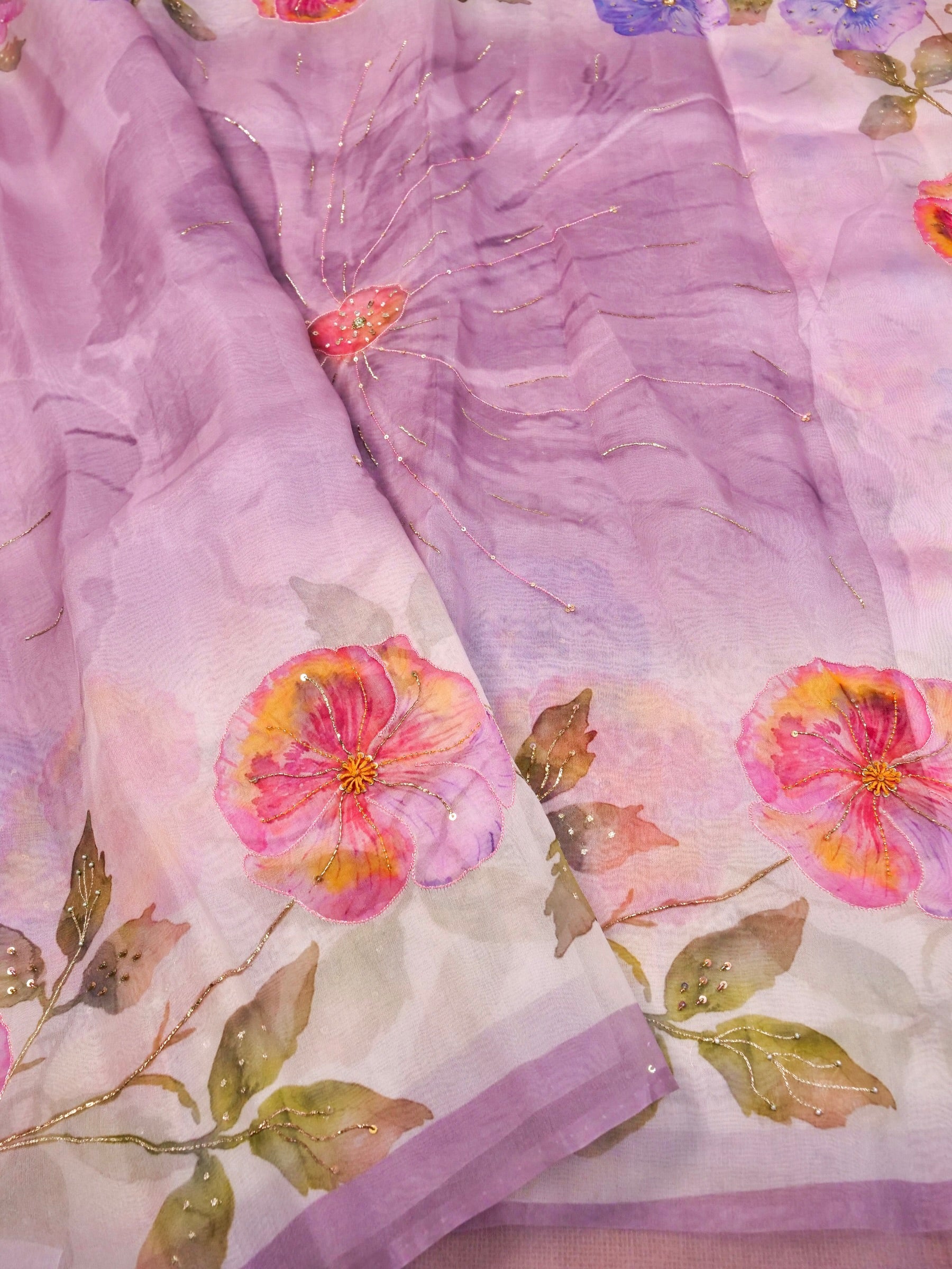 Handwoven Onion Pink Banarasi Organza Silk Saree