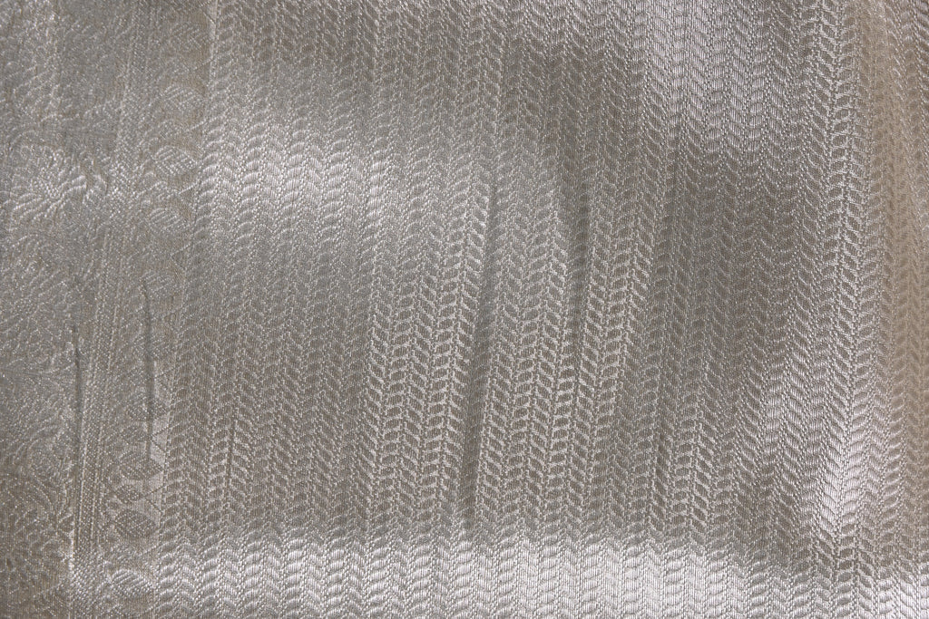 Baby Beige Pure Banarasi Molten Tissue Silk Saree