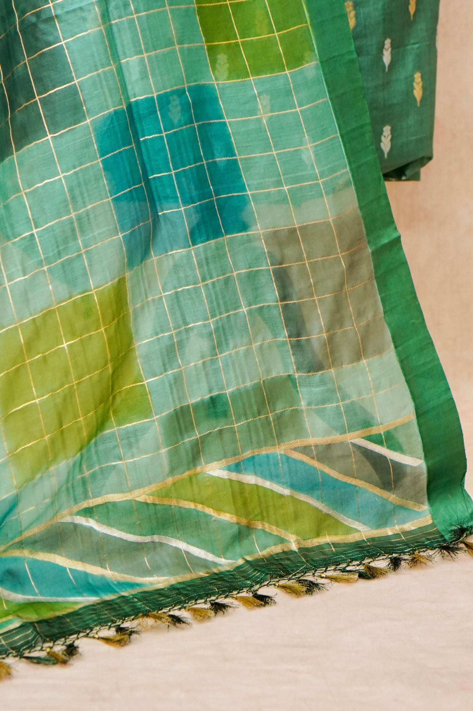 Handwoven Green Banarasi Tussar Silk Suit