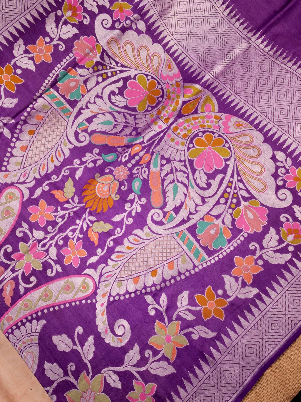 Handwoven Purple Banarasi Tusaar Silk Saree