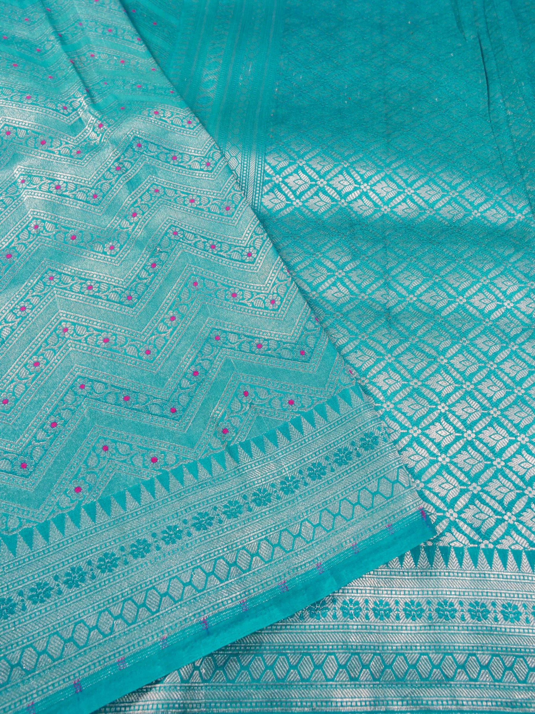 Handwoven Blue Banarasi Katan Soft Tissue Silk Saree