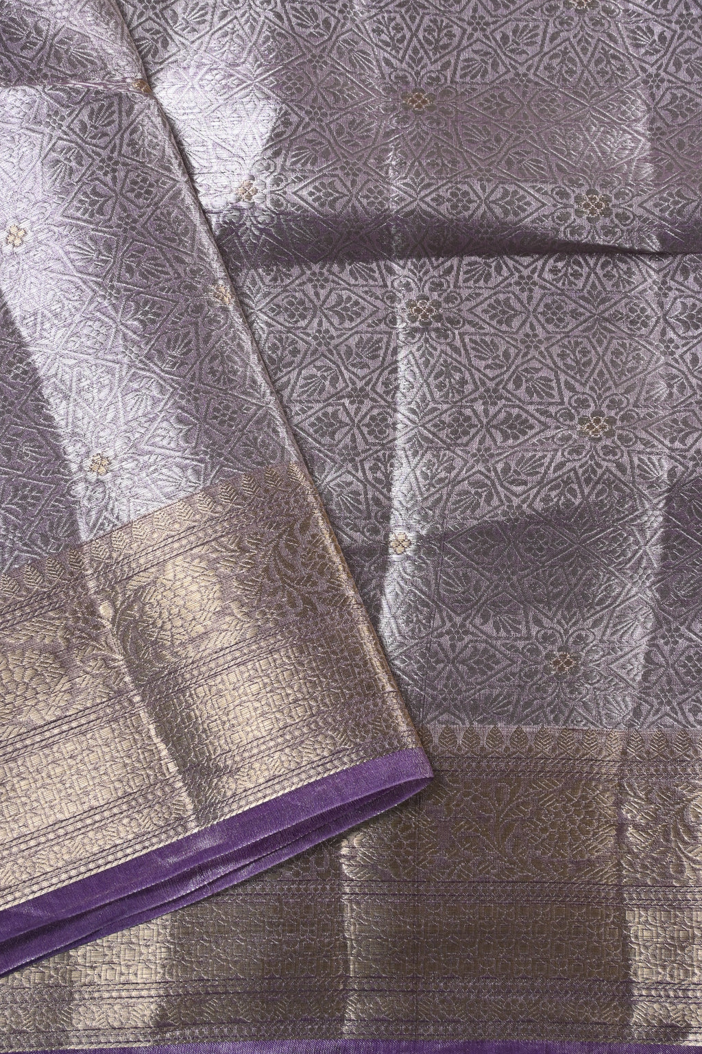 Baby Purple Pure Banarasi Molten Alfi Tissue Silk Saree