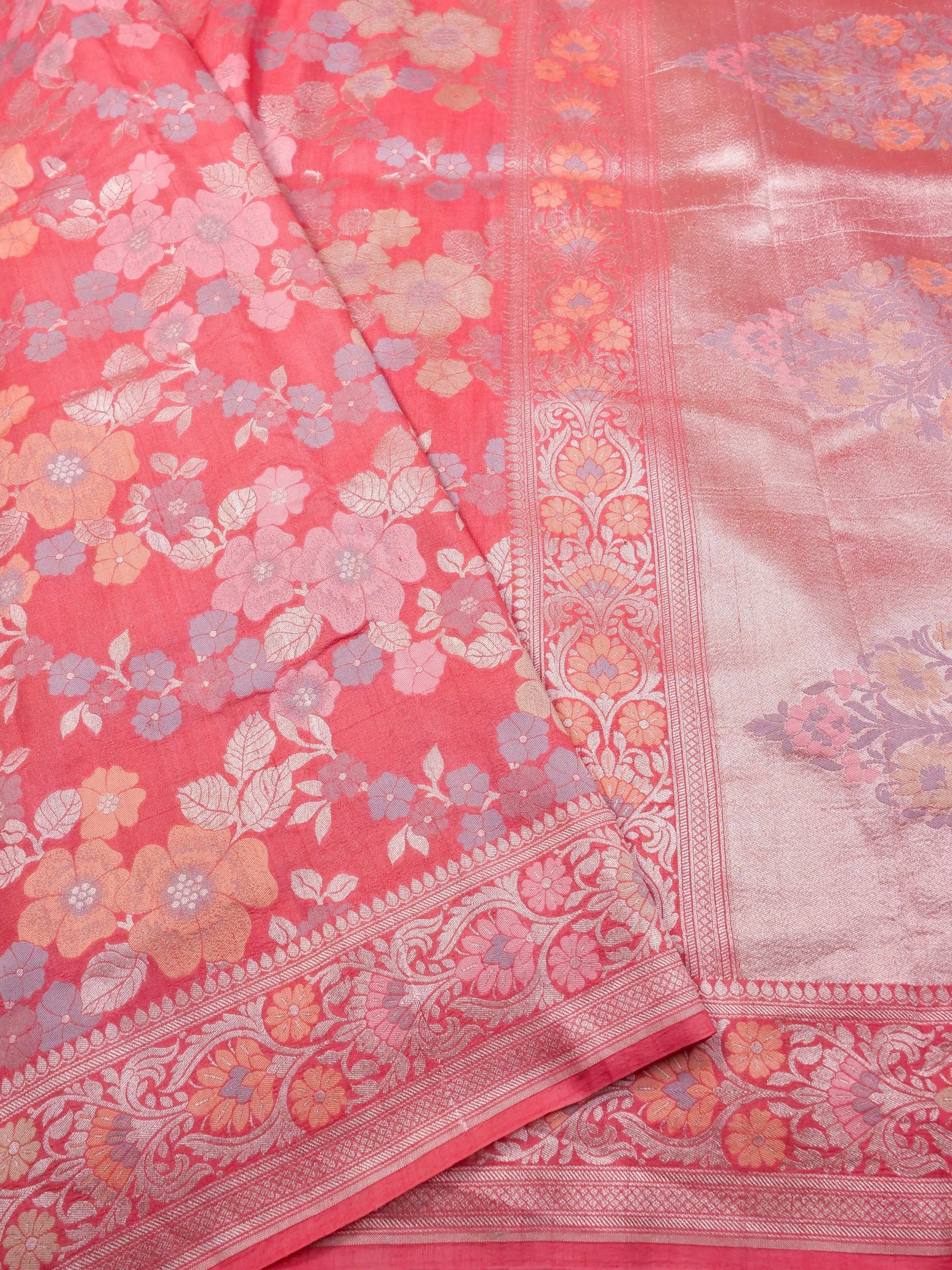 Handwoven Blush Pink Banarasi Tussar Silk Saree