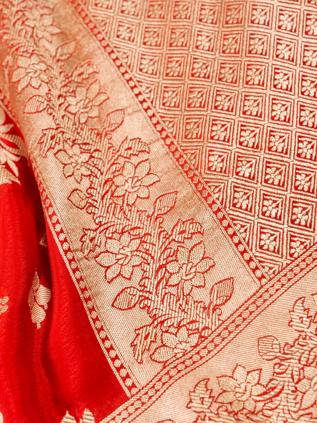 Handwoven Red Banarasi Khaddi Silk Saree