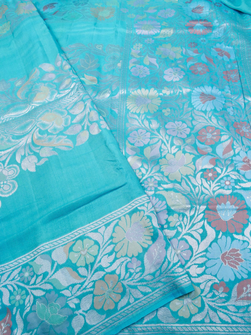 Handwoven Blue Banarasi Tussar Silk Saree