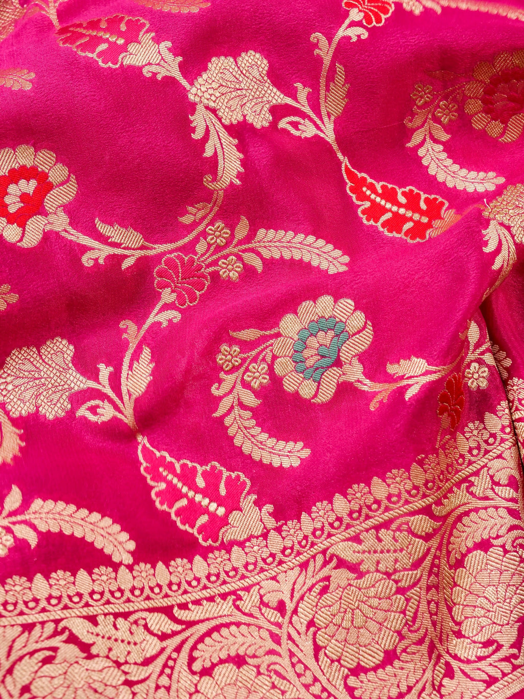 Handwoven Pink Banarasi Khaddi Silk Saree