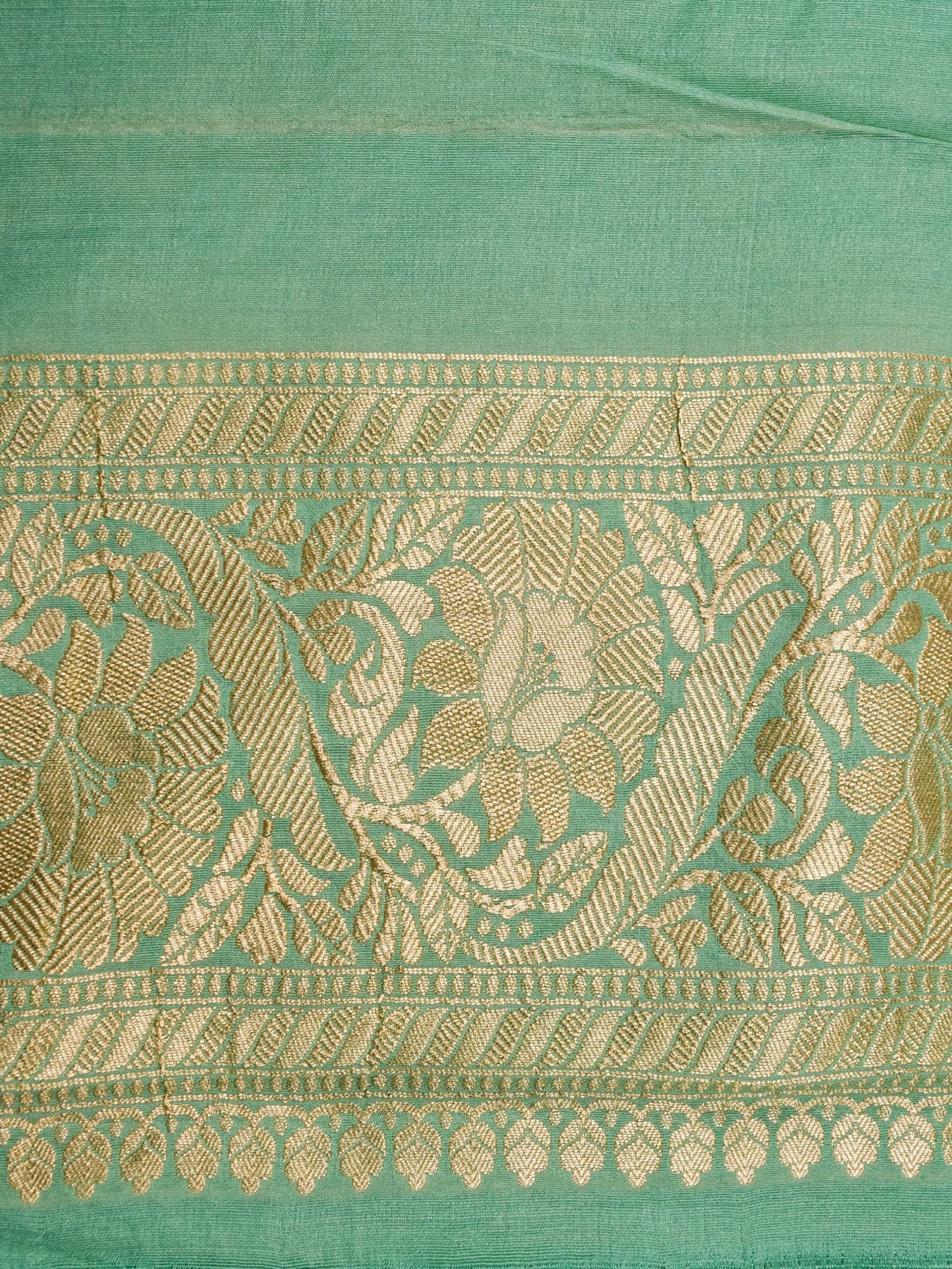 Handwoven Pastel Green Banarasi Monga Silk Saree