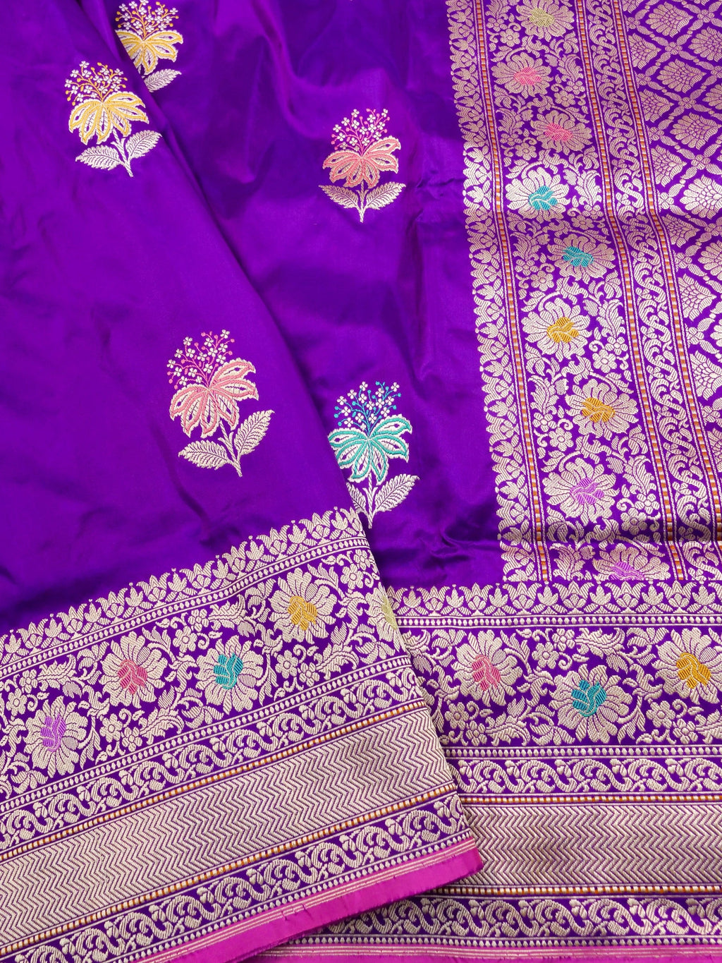 Handwoven Purple Banarasi Katan Silk Saree