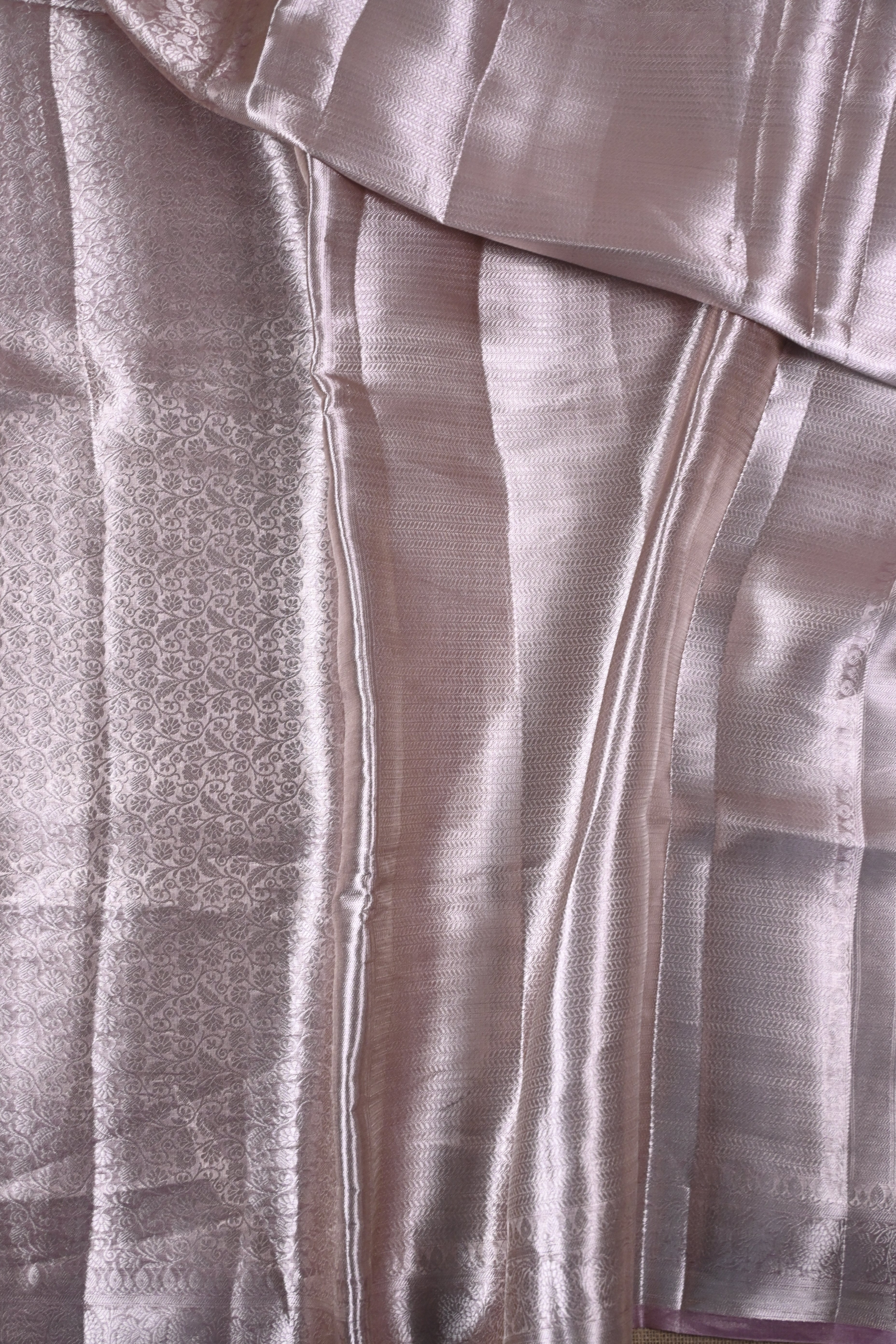 Baby Lilac Pure Banarasi Molten Tissue Silk Saree