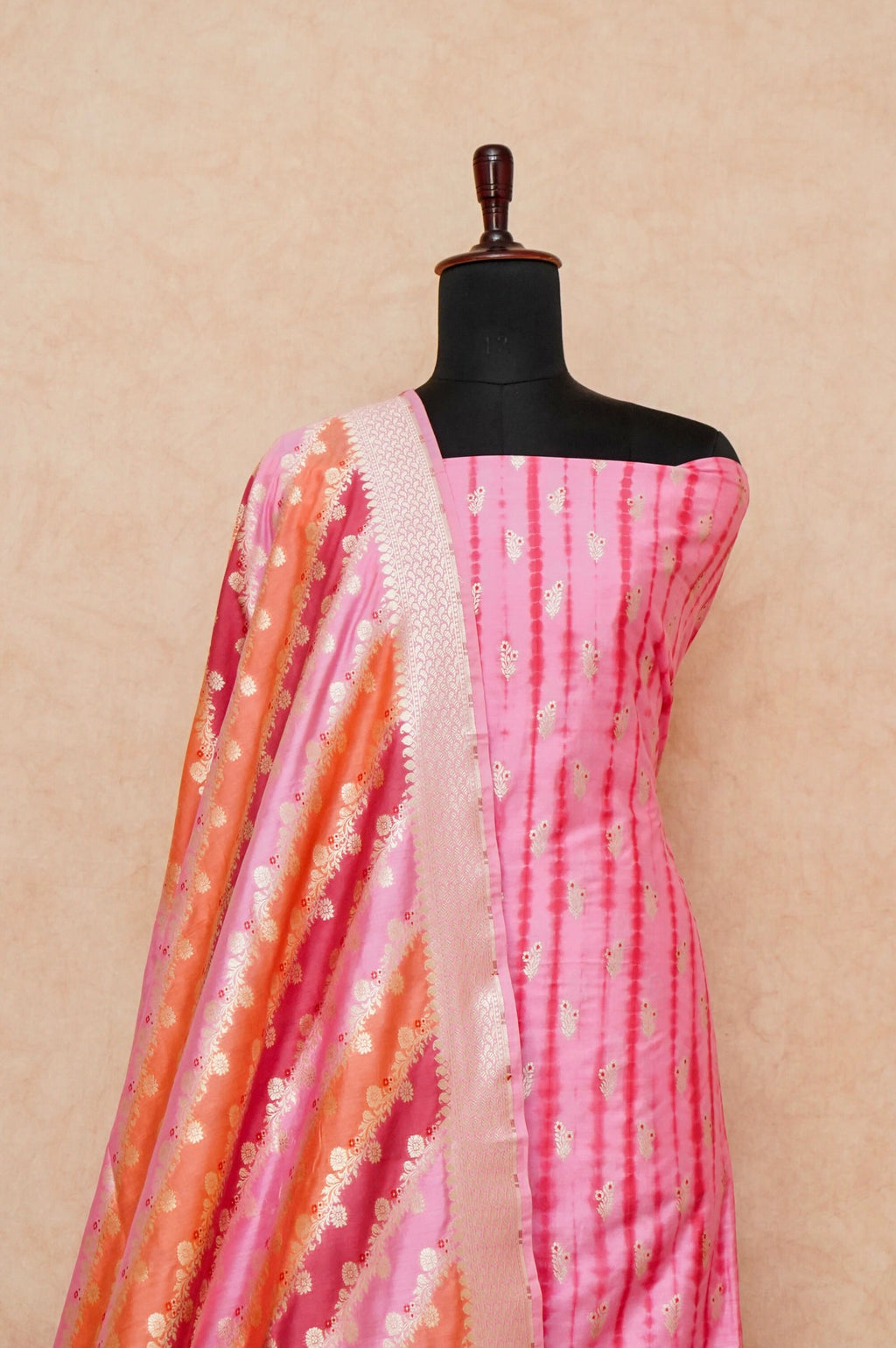 Handwoven Pink Banarasi Mulberry Silk Suit