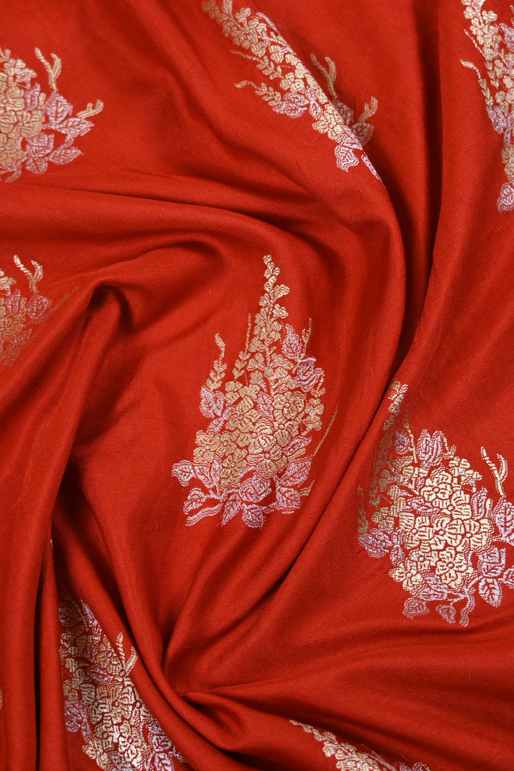 Red Pure Banarasi Satin Mashru Silk Saree