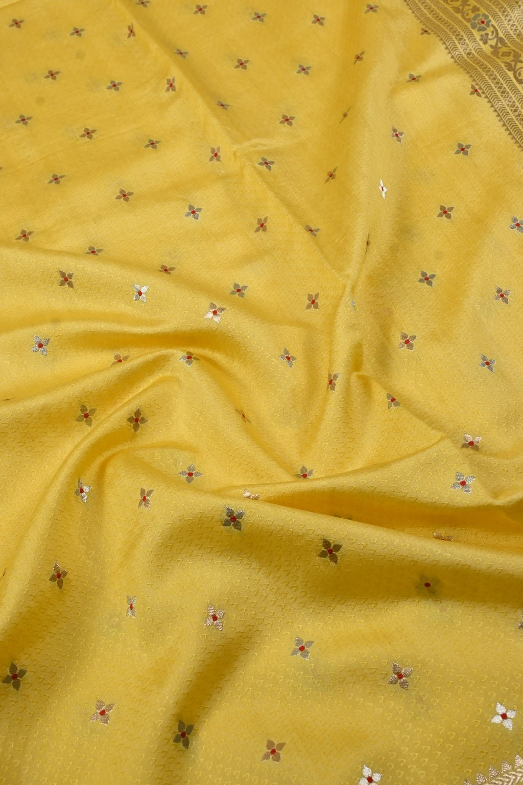 Yellow Pure Banarasi Katan Silk Saree