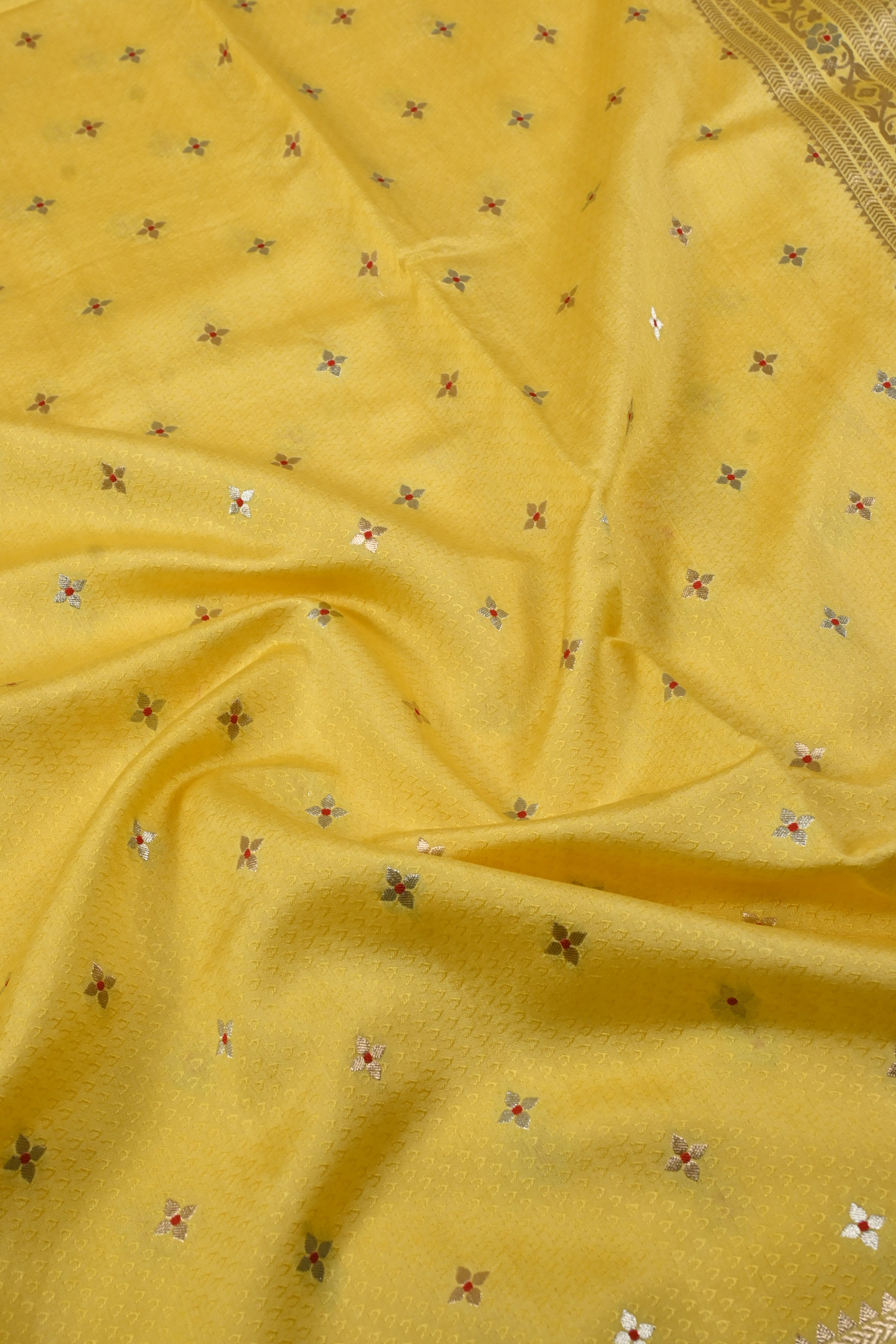 Yellow Pure Banarasi Katan Silk Saree