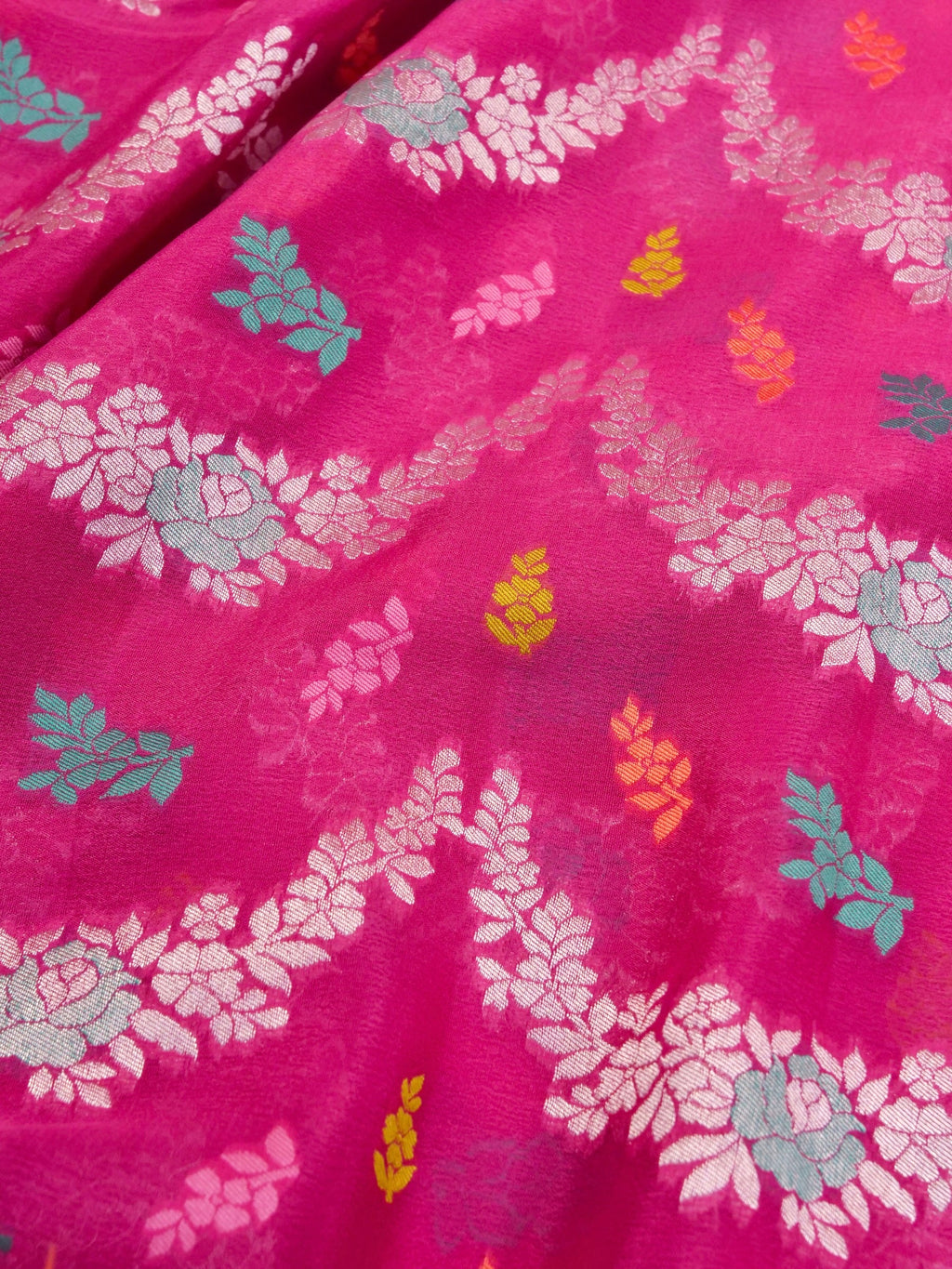 Handwoven Pink Banarasi Khaddi Silk Saree