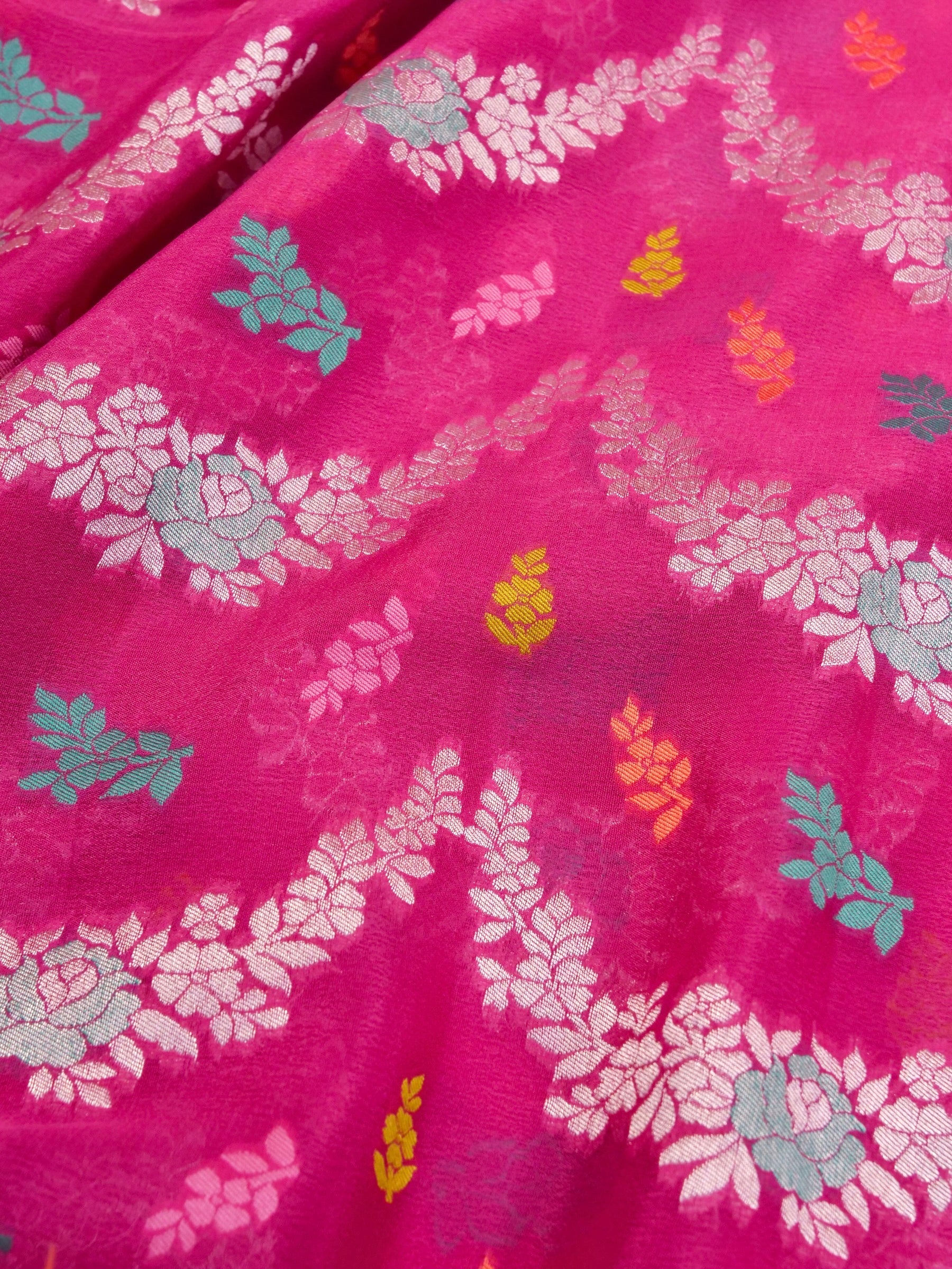Handwoven Pink Banarasi Khaddi Silk Saree