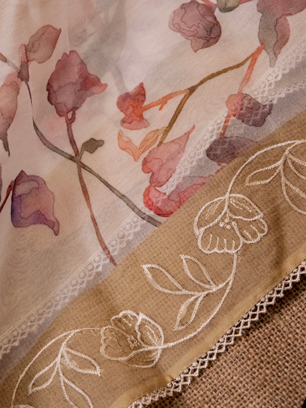 Handwoven Cream Banarasi Organza Silk Saree