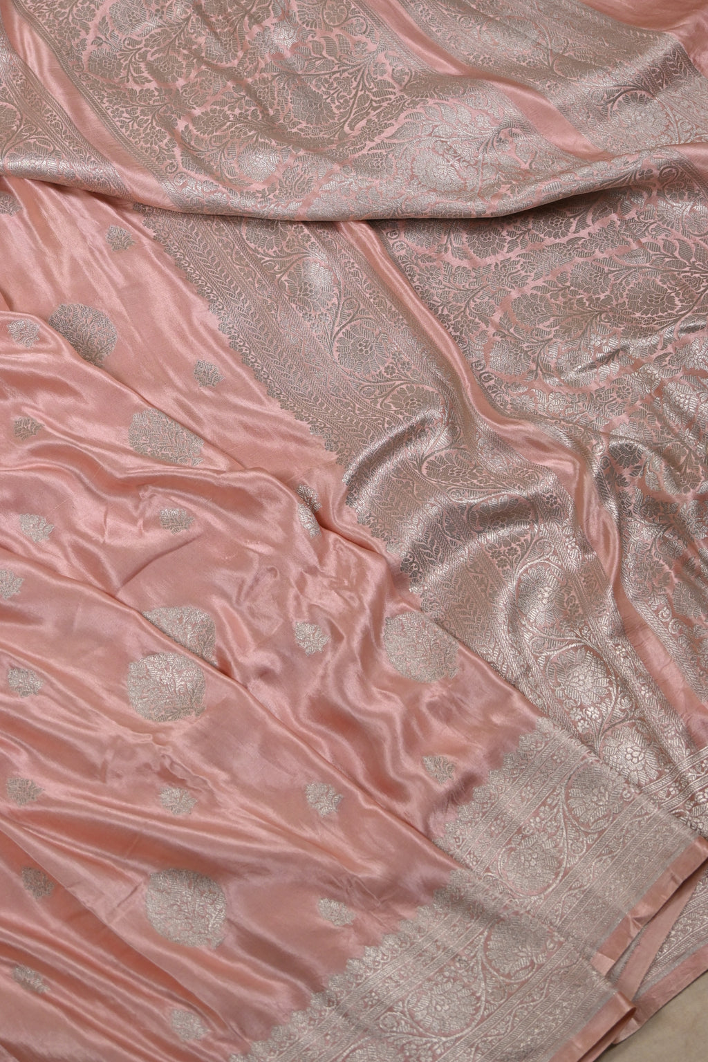 Dusty Pink Pure Banarasi Satin Mashru Silk Saree