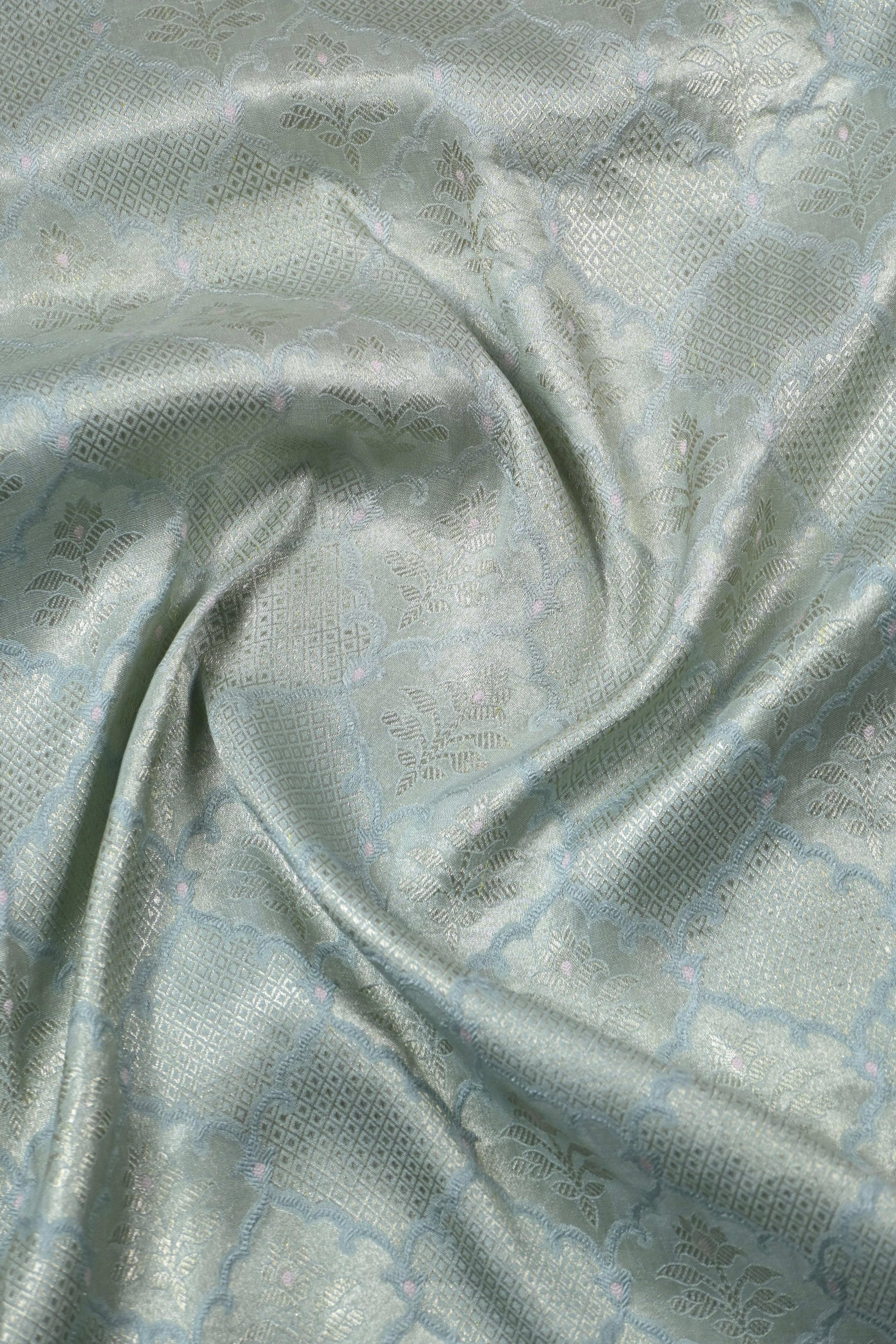 Water Blue Pure Banarasi Katan Tissue Silk Saree