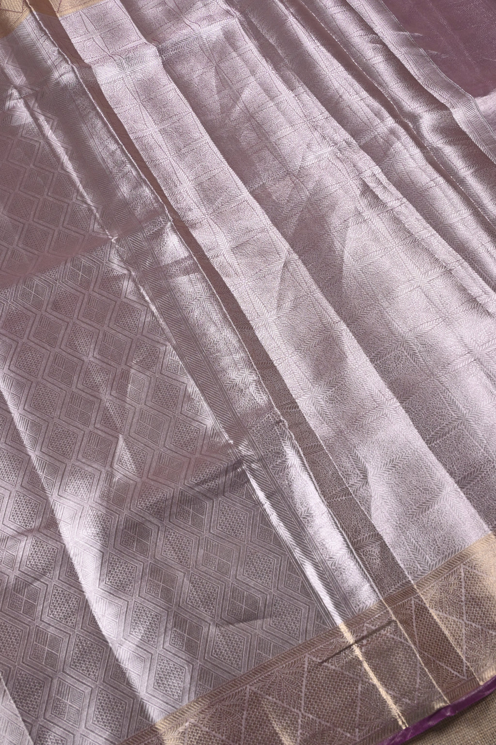 Baby Lilac Pure Banarasi Molten Tissue Silk Saree