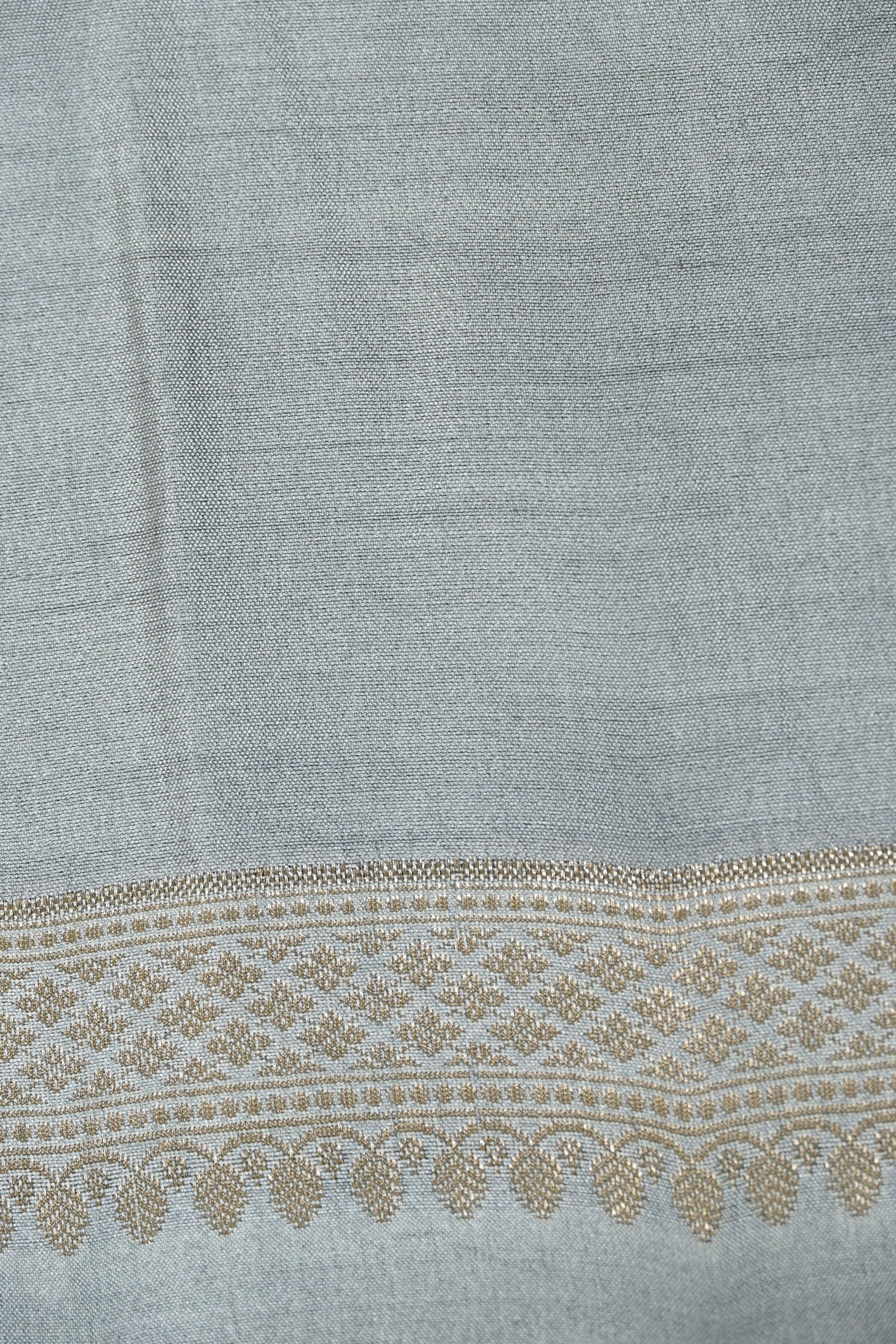Grey Pure Banarasi Moonga Silk Saree