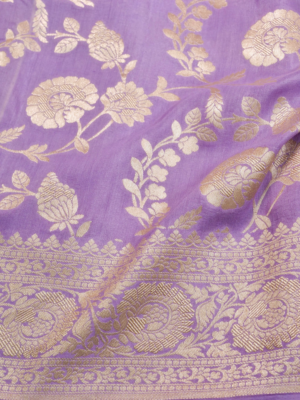 Handwoven Lavender Banarasi Monga Silk Saree