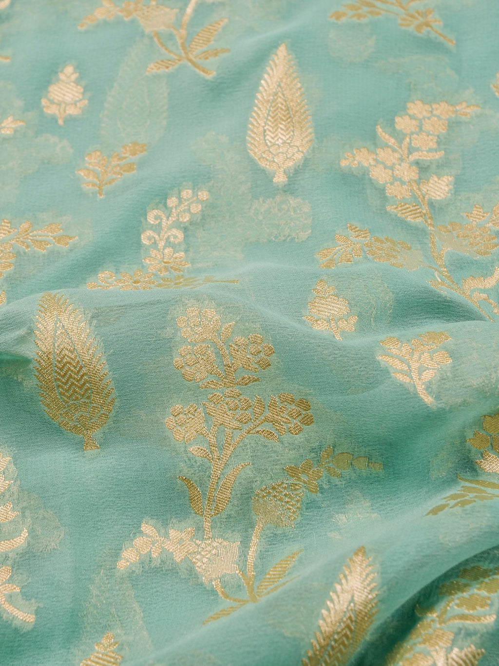 Handwoven Sea Green Banarasi Khaddi Silk Saree