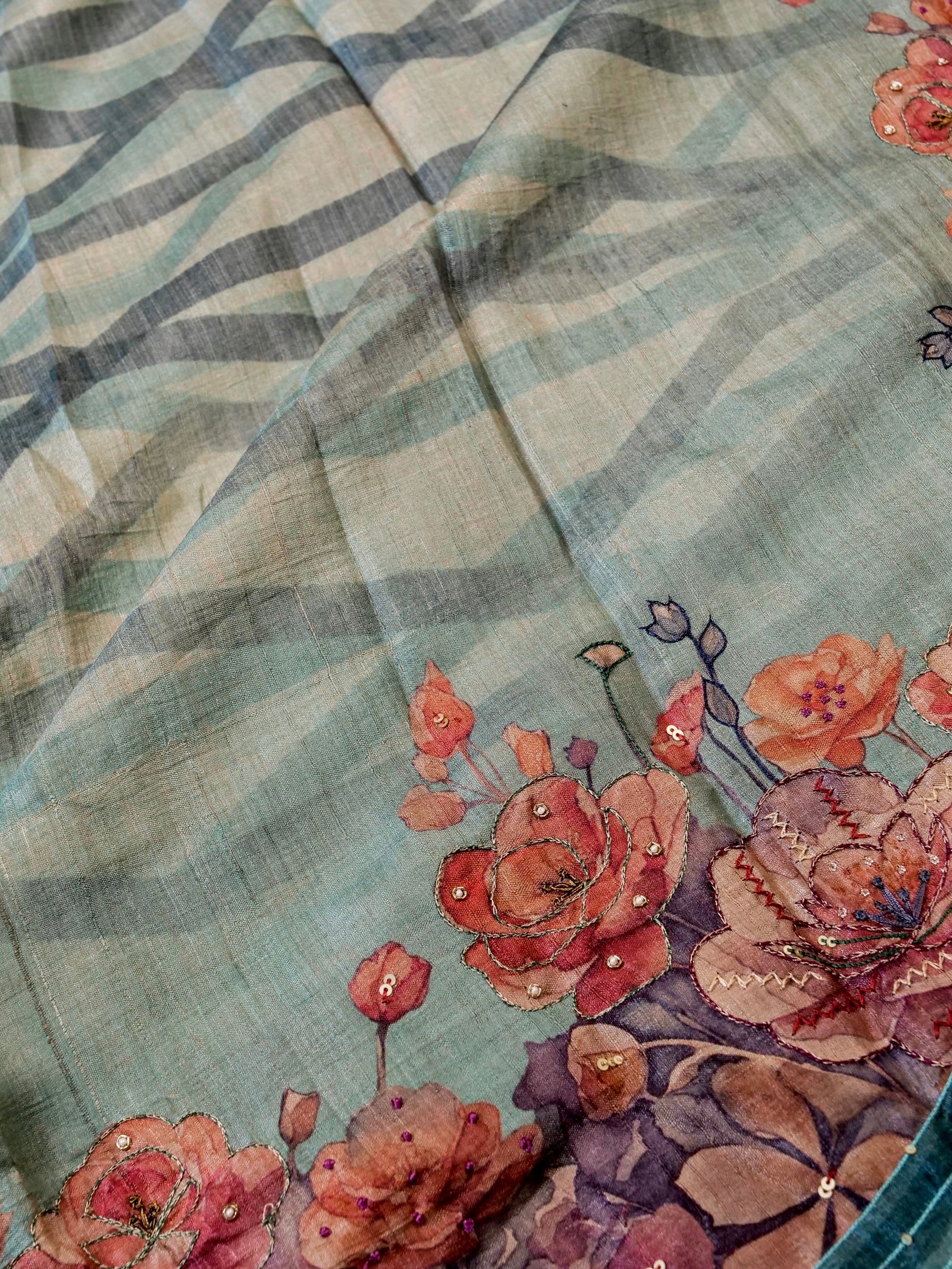 Handwoven Sea Green Banarasi Organza Silk Saree