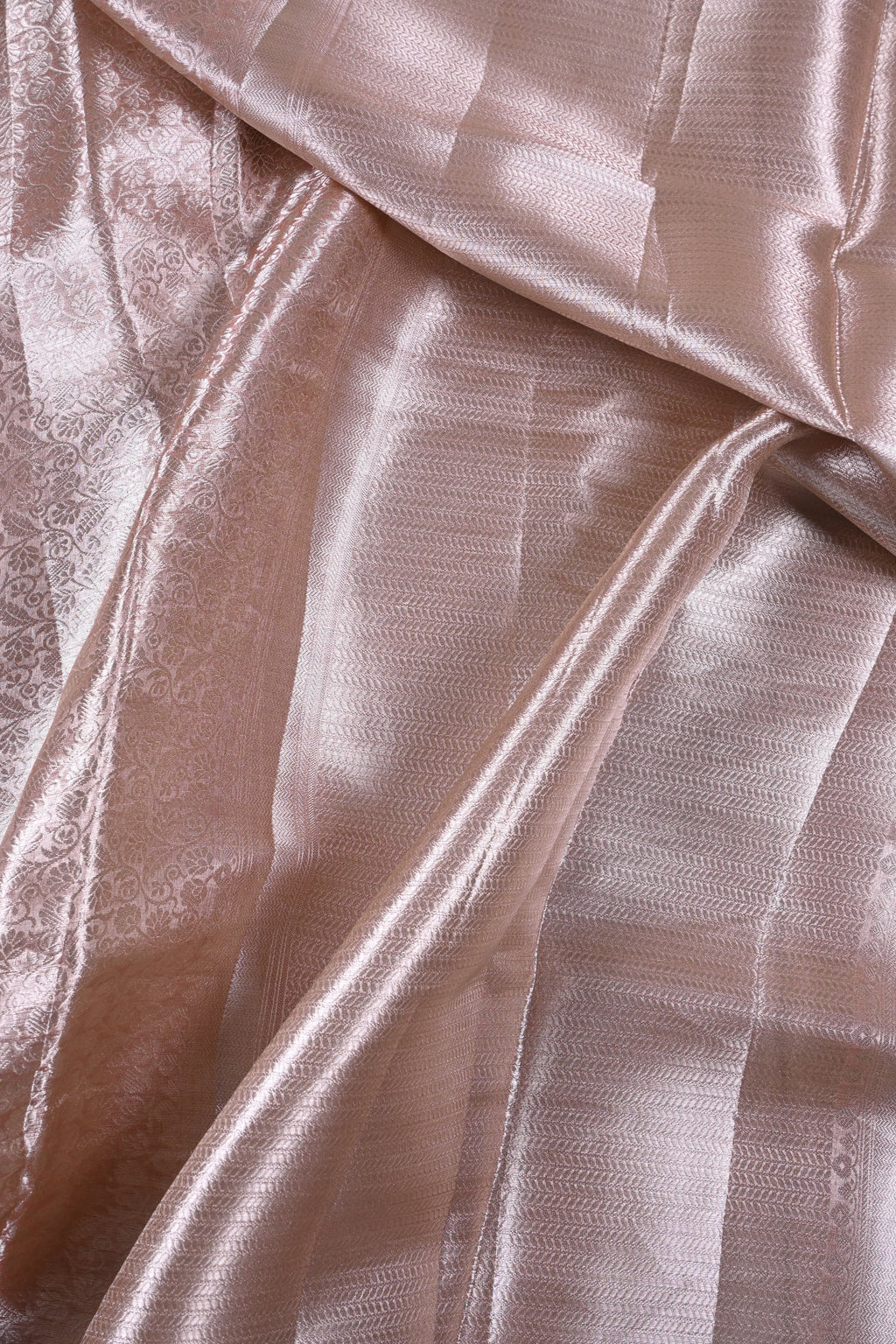 Baby Peach Pure Banarasi Molten Tissue Silk Saree