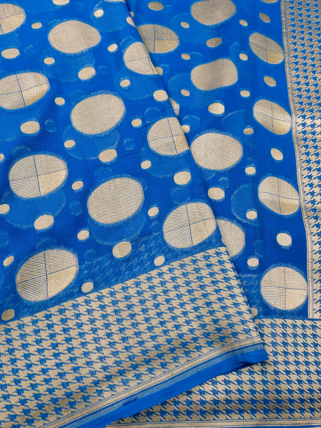 Handwoven Blue Banarasi Khaddi Silk Saree