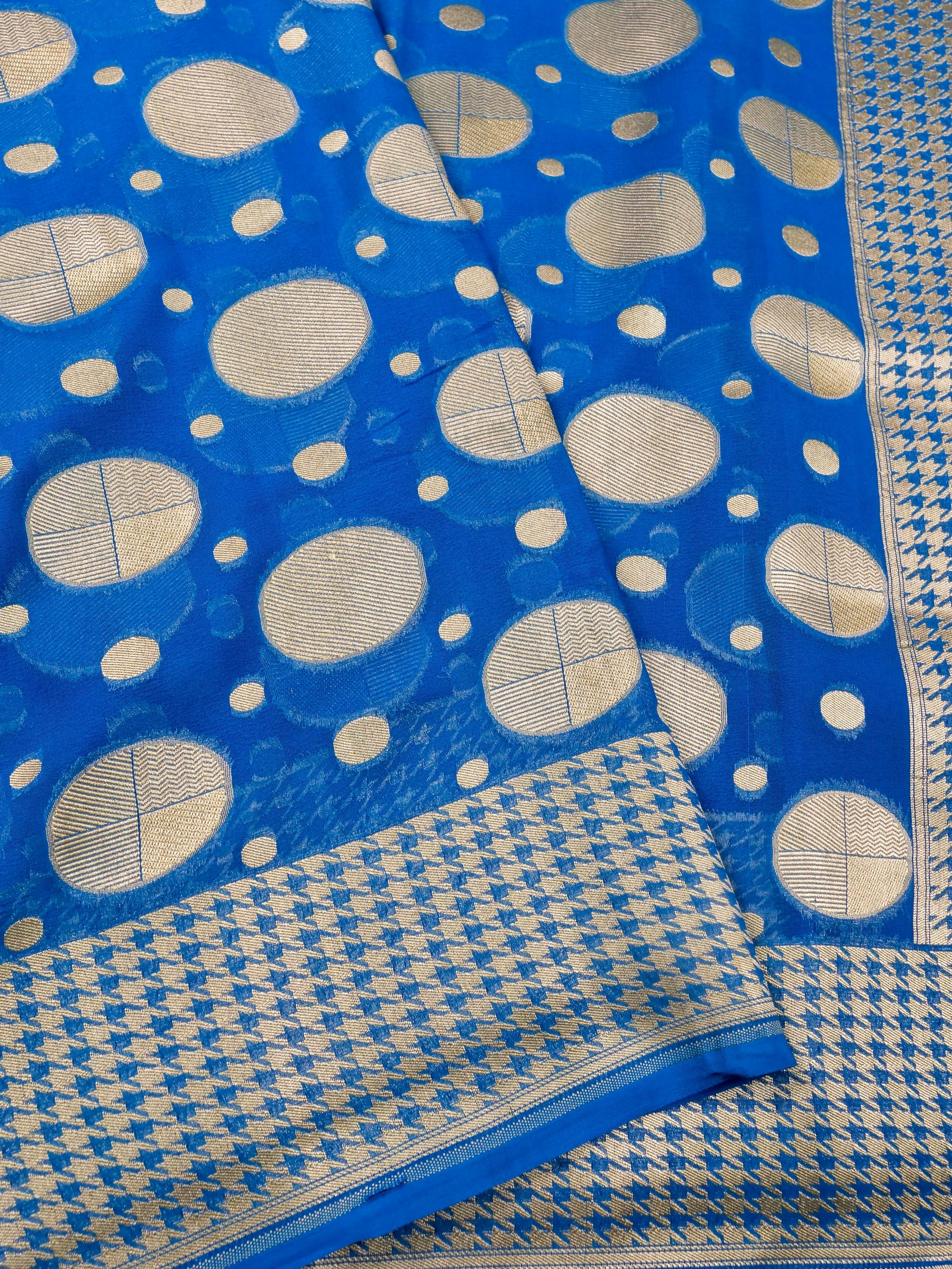 Handwoven Blue Banarasi Khaddi Silk Saree