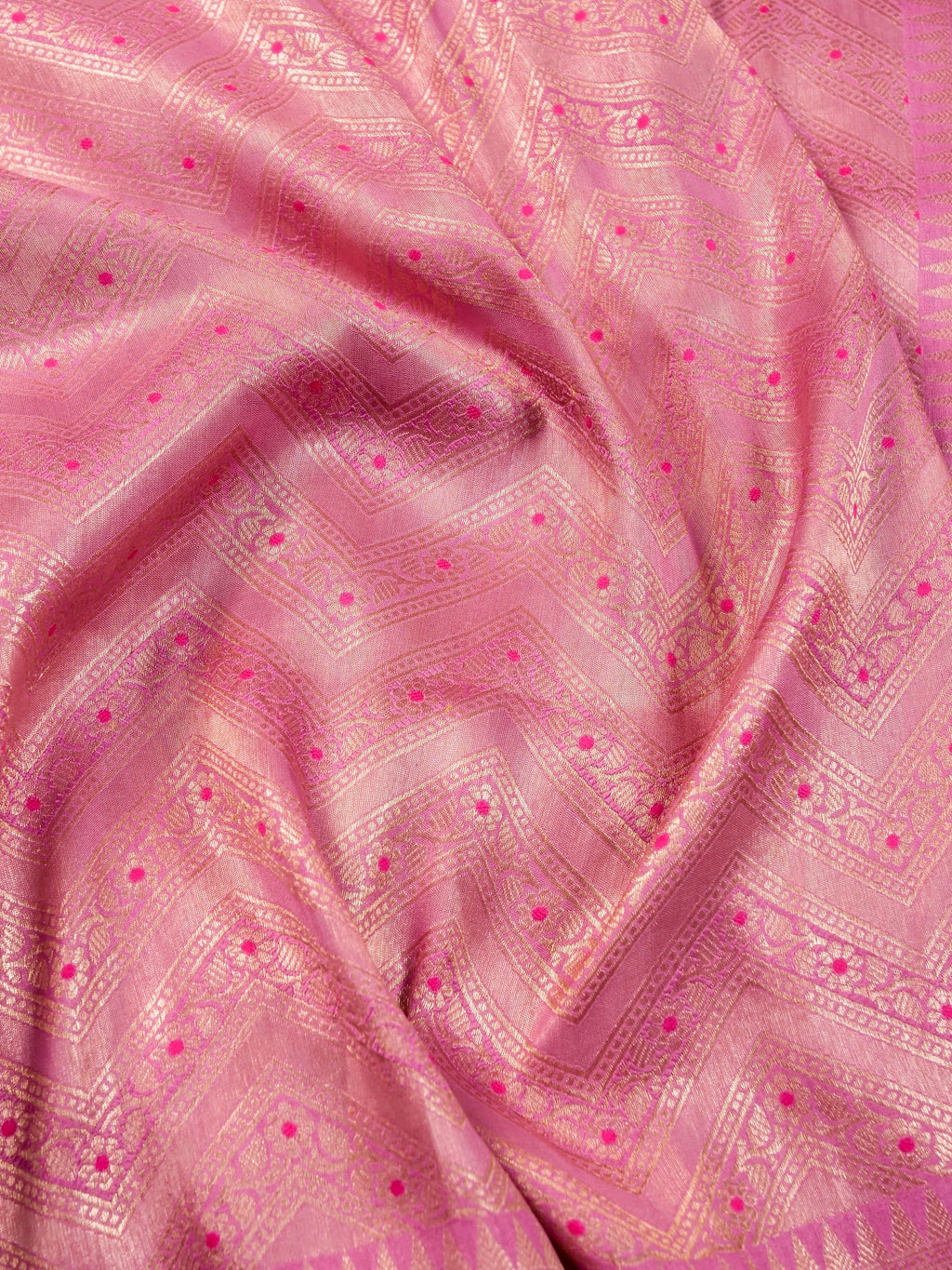 Handwoven Pink Banarasi Katan Soft Tissue Silk Saree