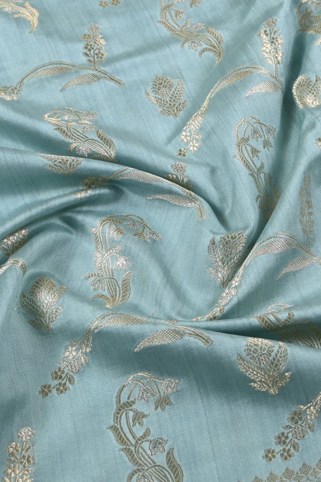 Lite Blue Pure Banarasi Moonga Silk Saree