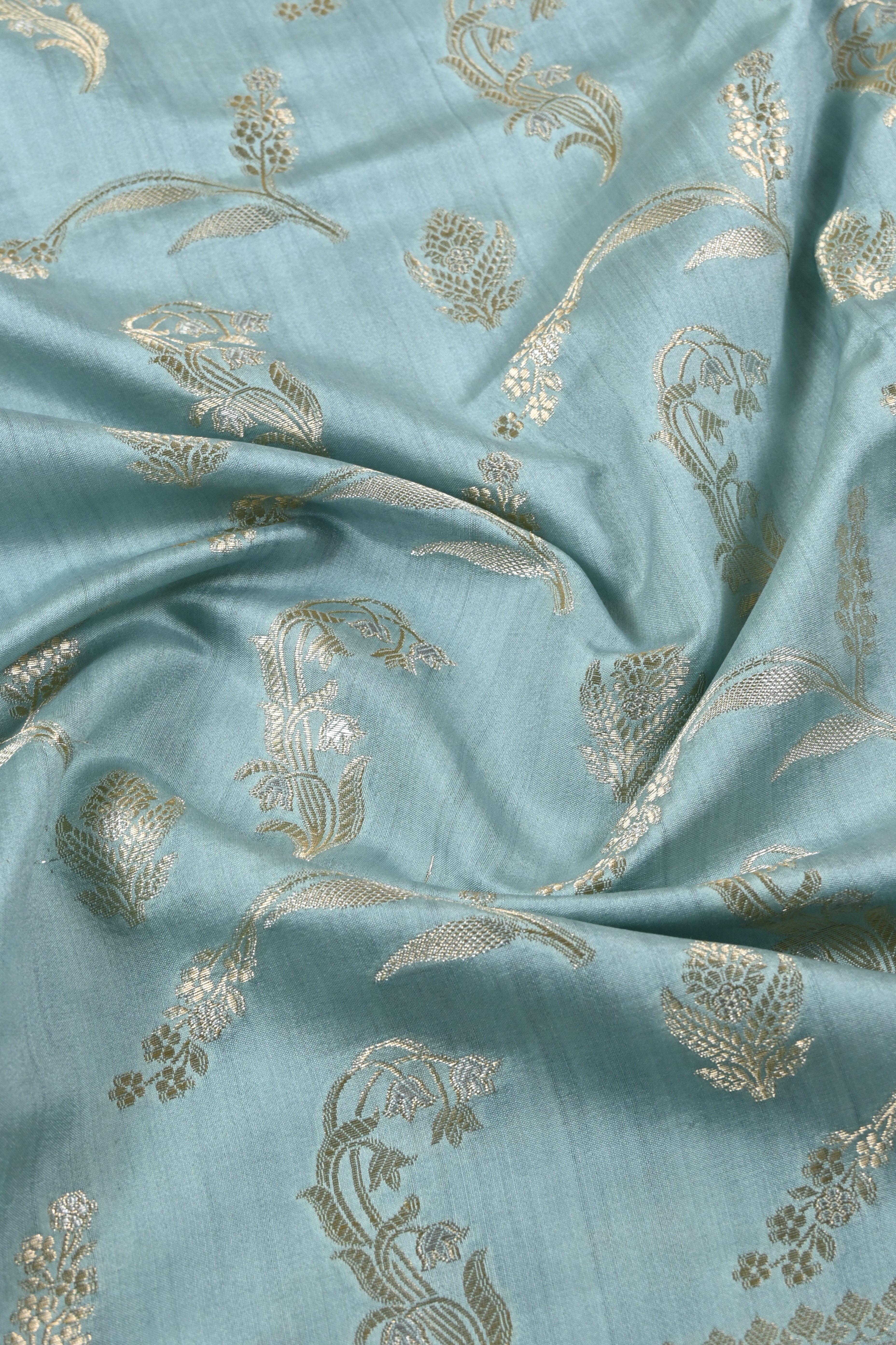 Lite Blue Pure Banarasi Moonga Silk Saree